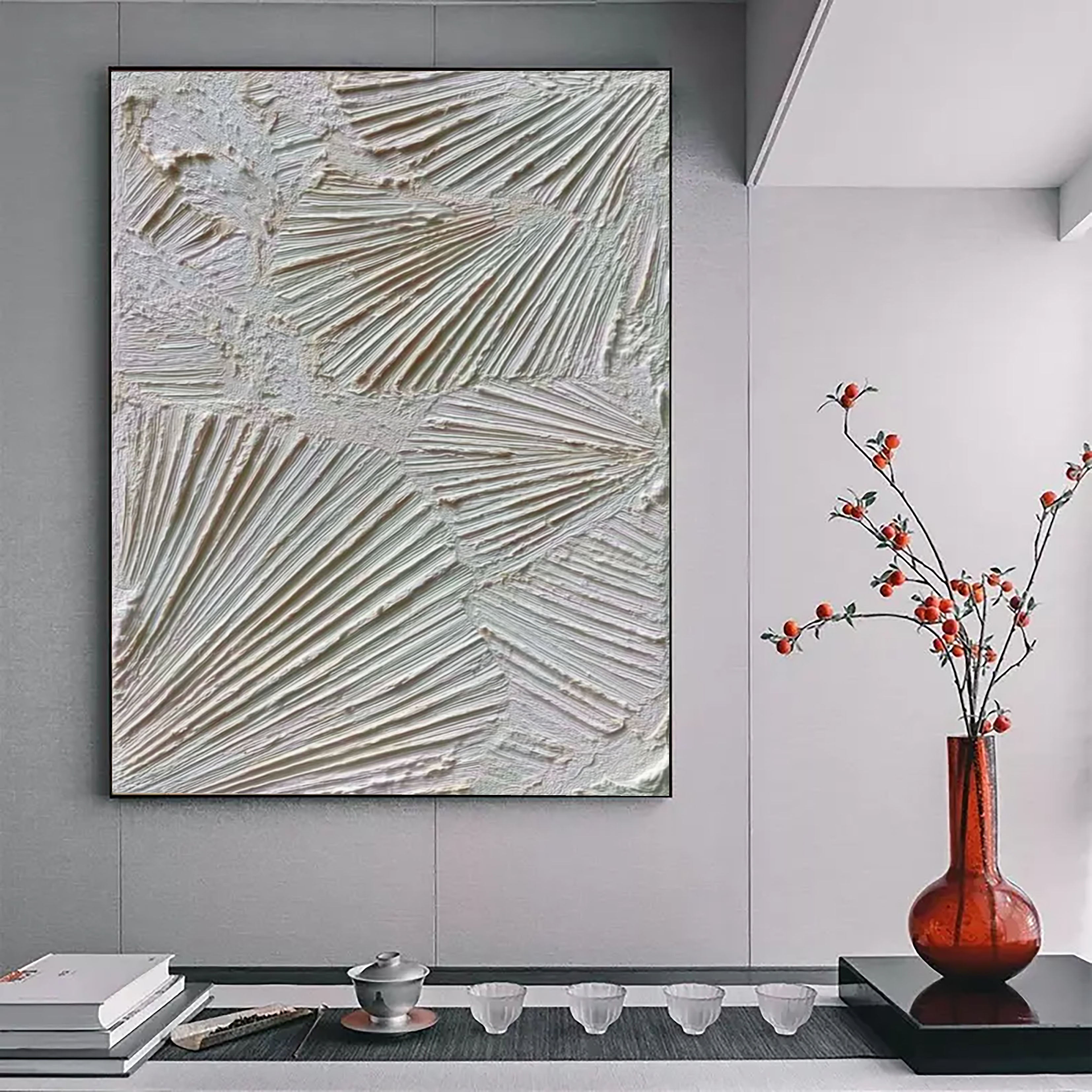 Textured Linear Rhythm | White Relief