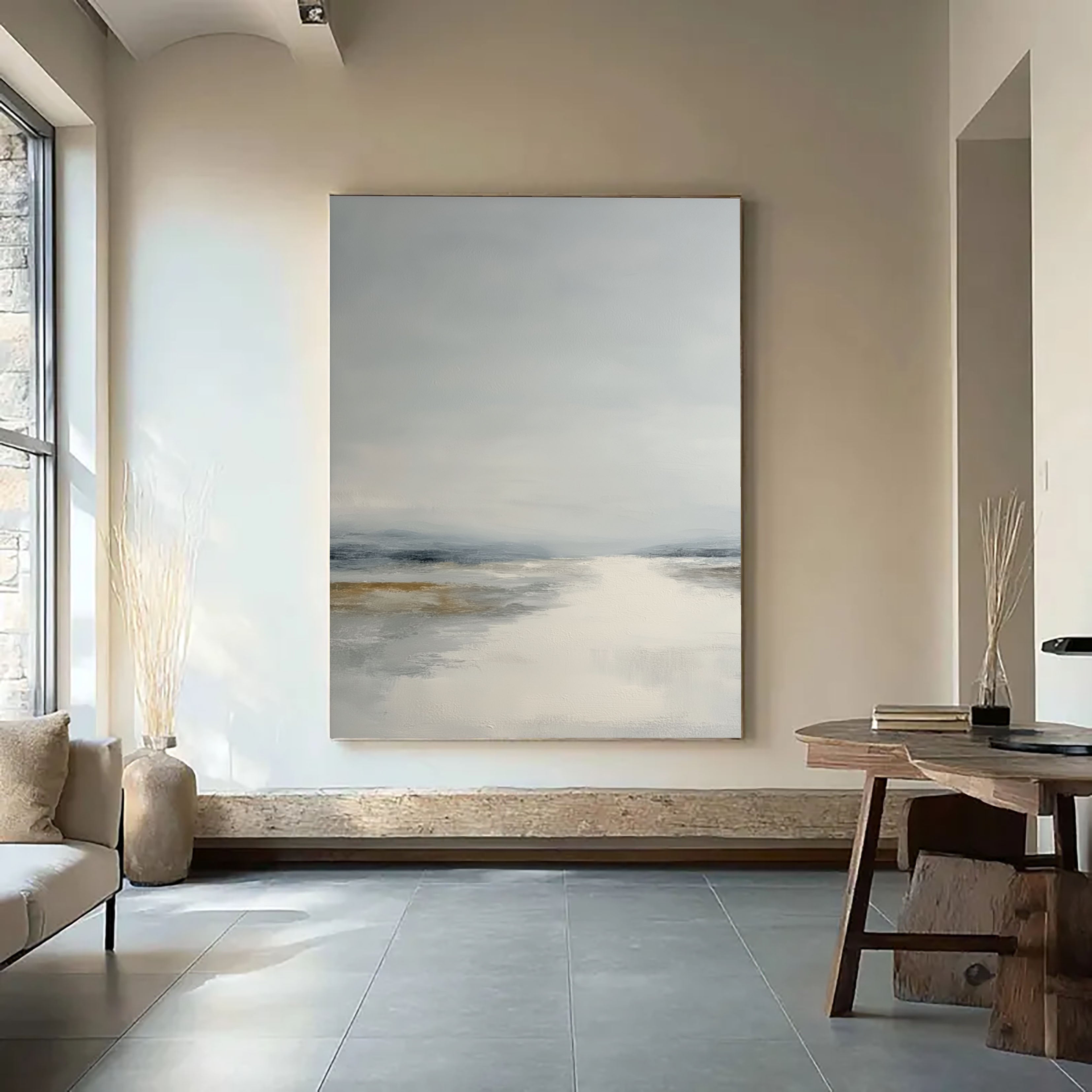 Serene Coastal Mist | Grey Horizon