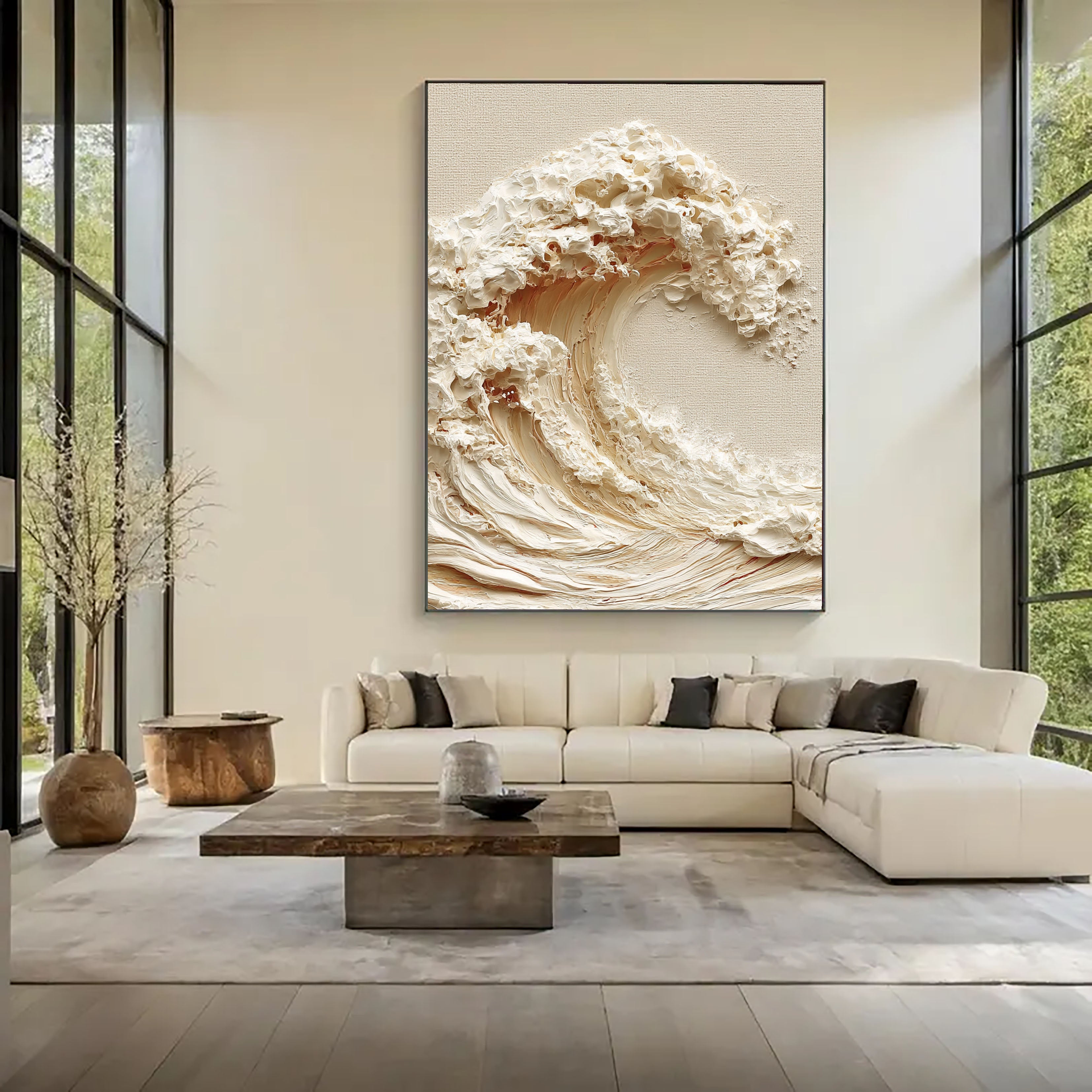 Textured Wave Splendor | Cream Crest
