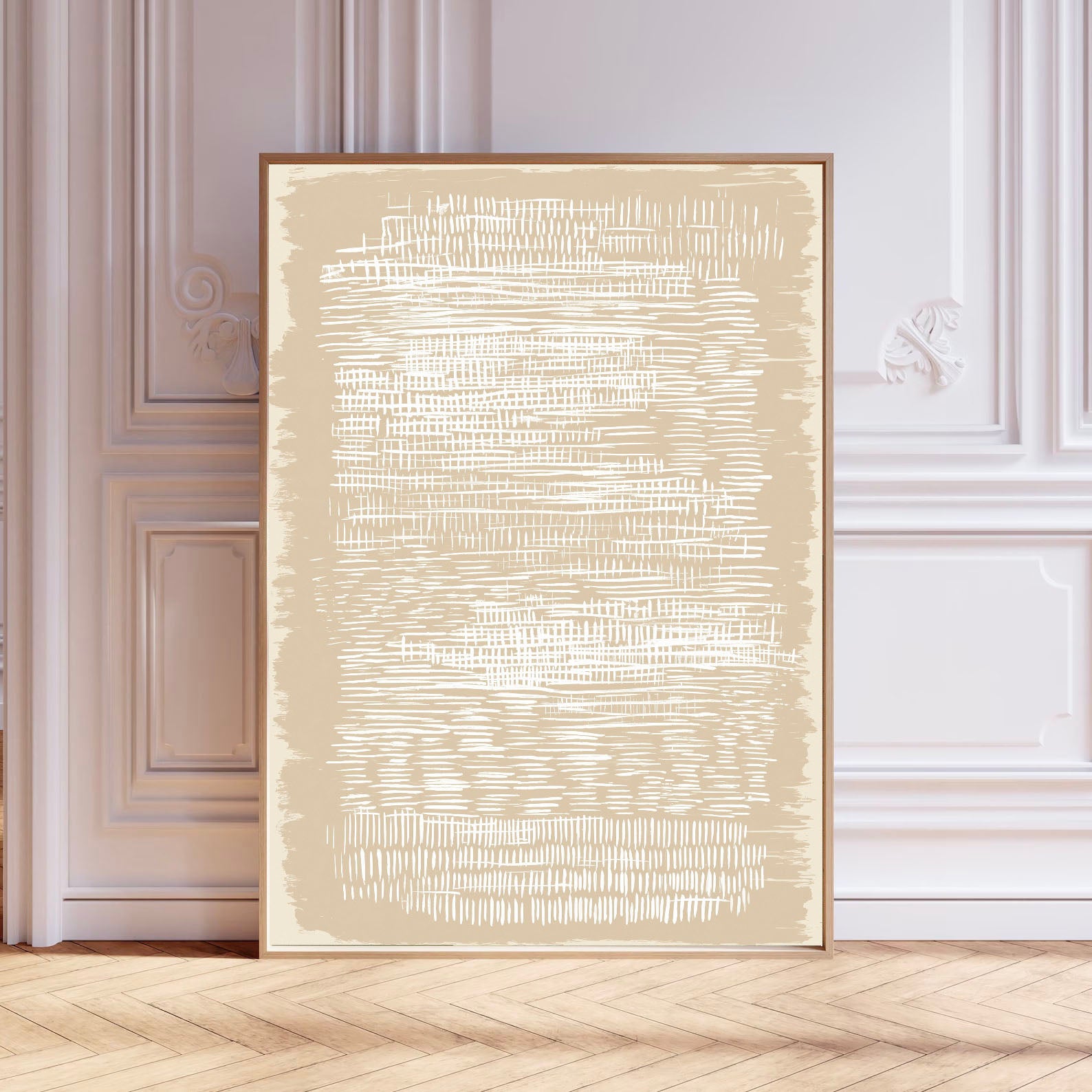 Textured Striated Opulence | Cream Strokes