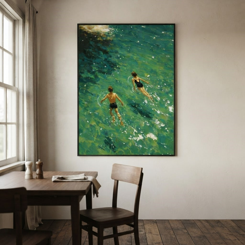 Impressionist Art | Sunlit Aqua Swimmers