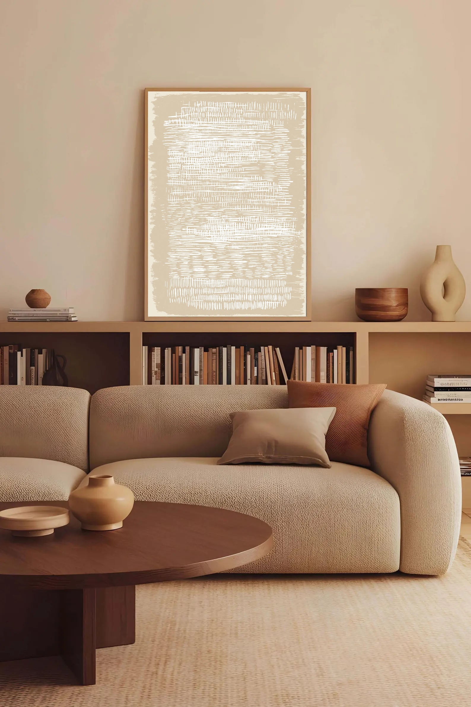 Textured Striated Opulence | Cream Strokes