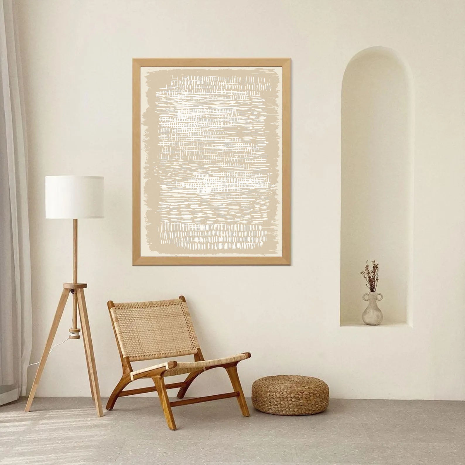 Textured Striated Opulence | Cream Strokes