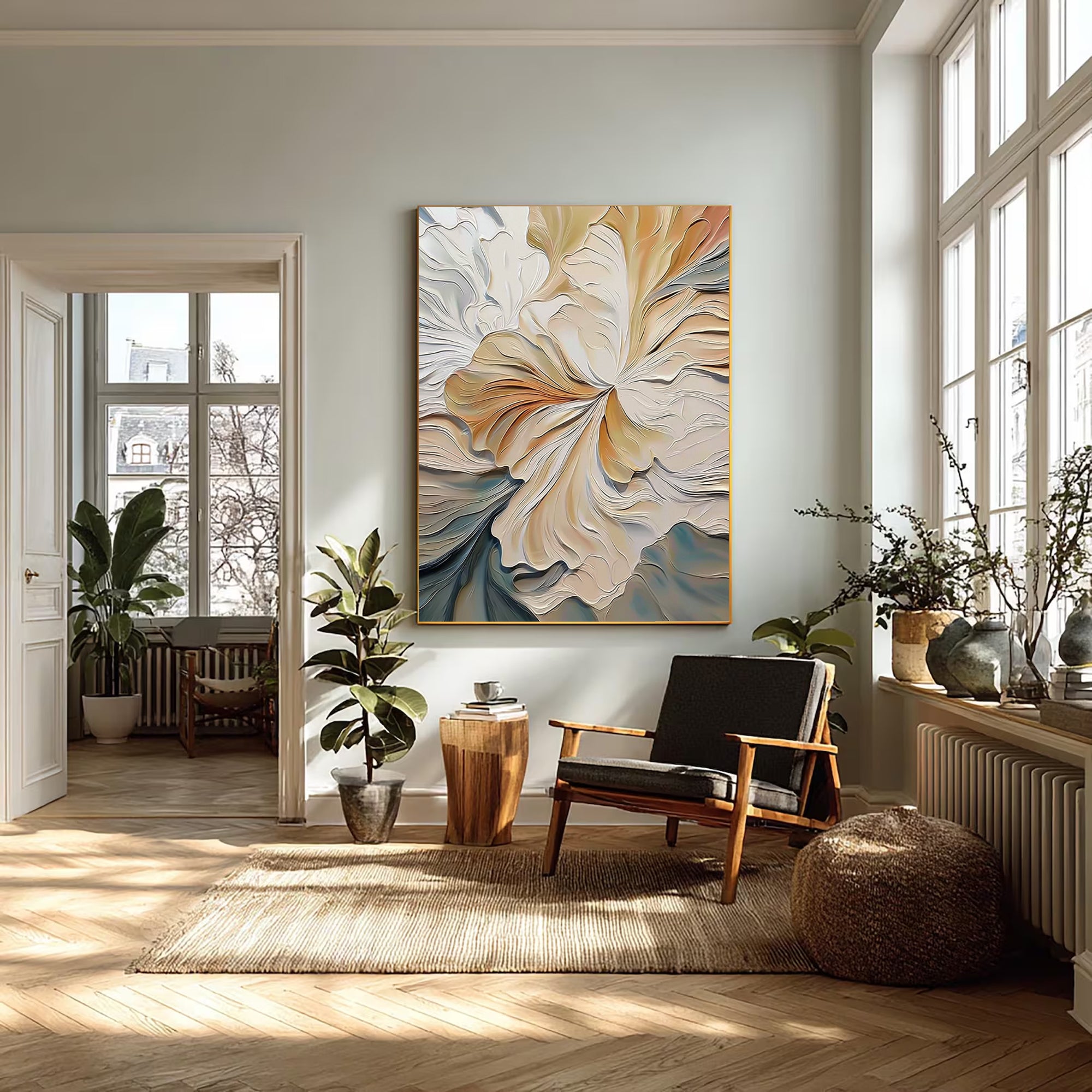 Textured Floral Luminance | Cream Petals