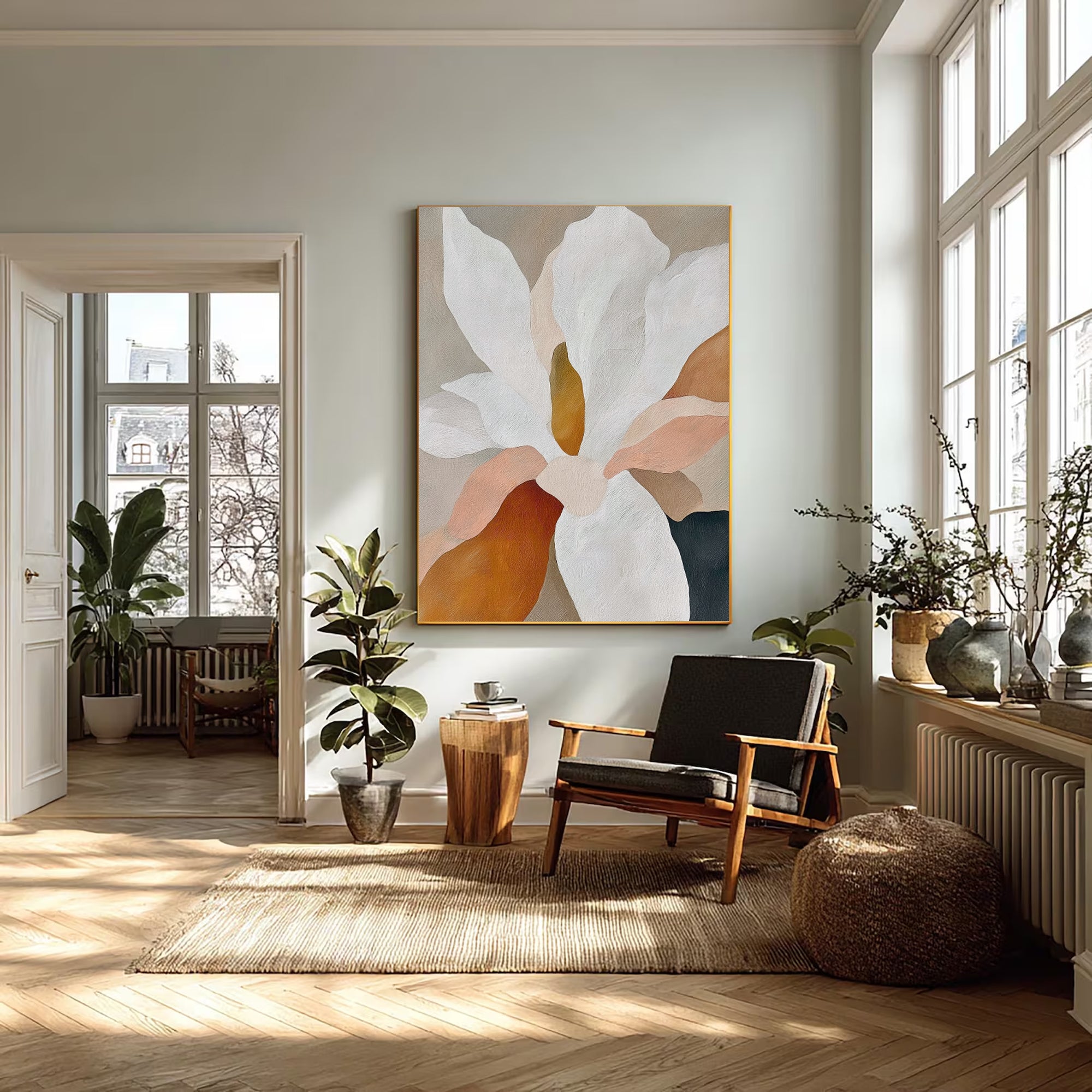 Textured Floral Elegance | Cream Petals