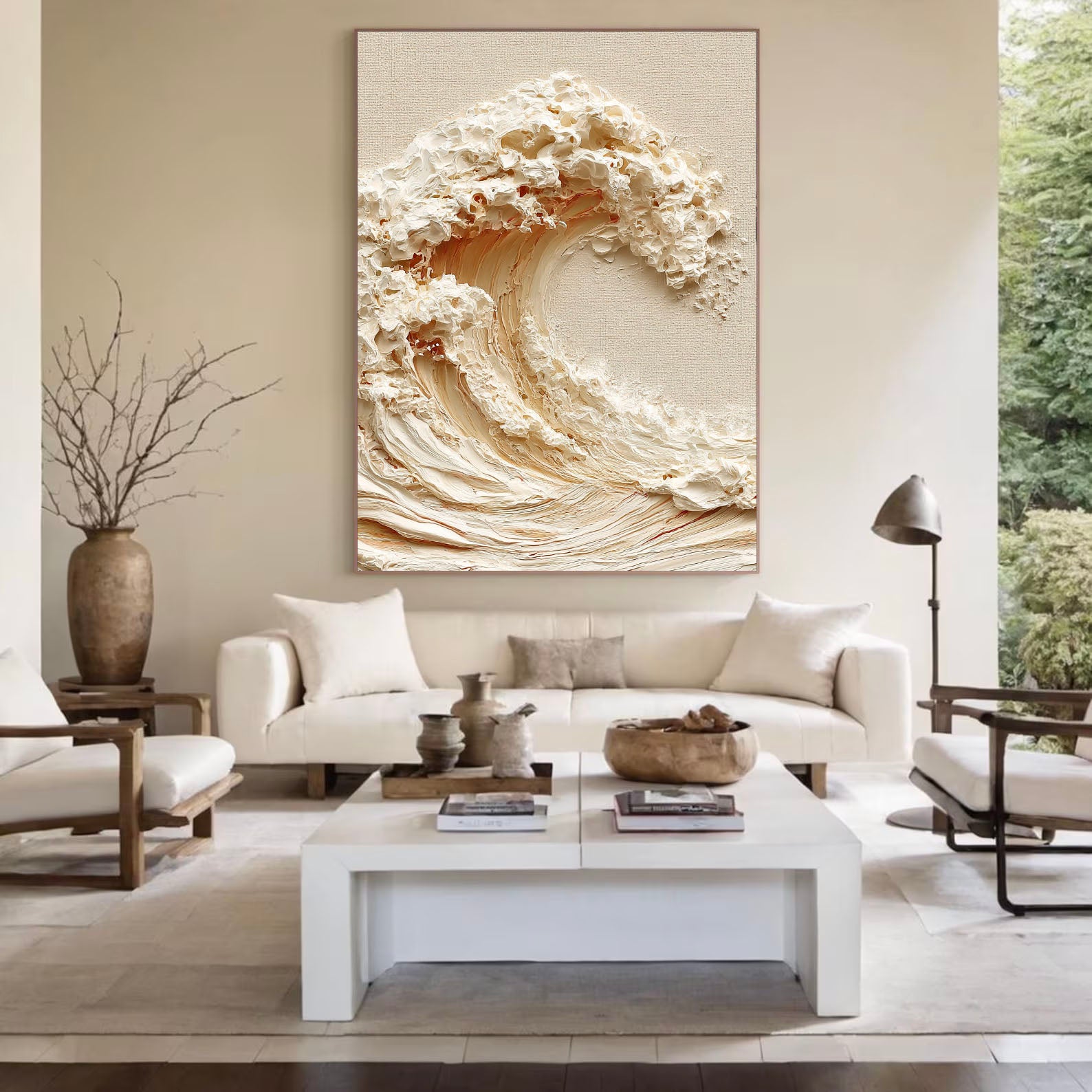 Textured Wave Splendor | Cream Crest