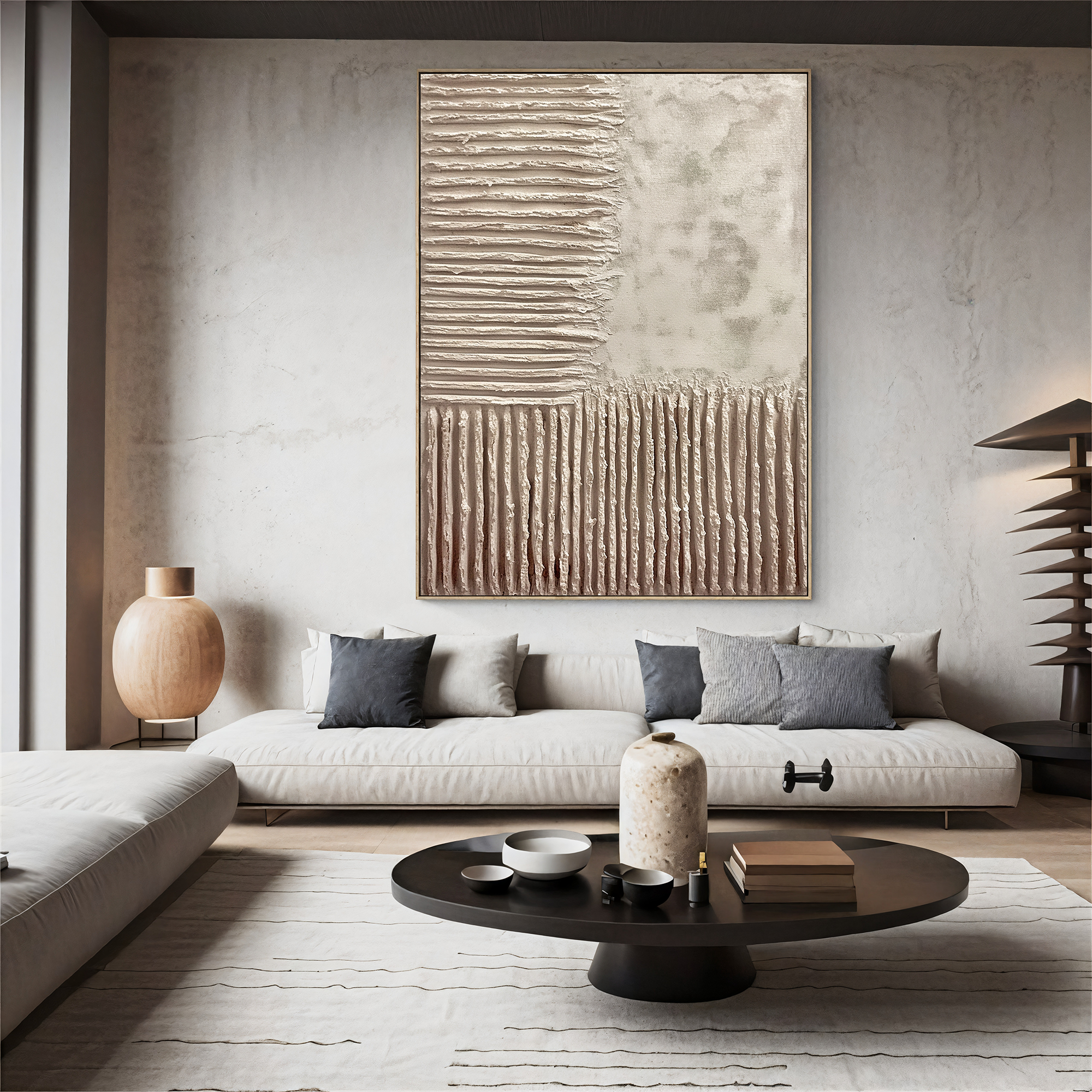 Textured Block Sophistication | Beige Taupe