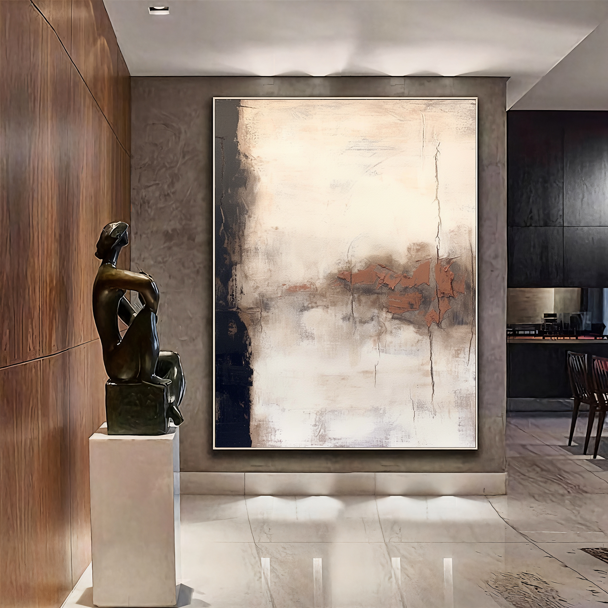 Textured Abstract Opulence | Beige Noir