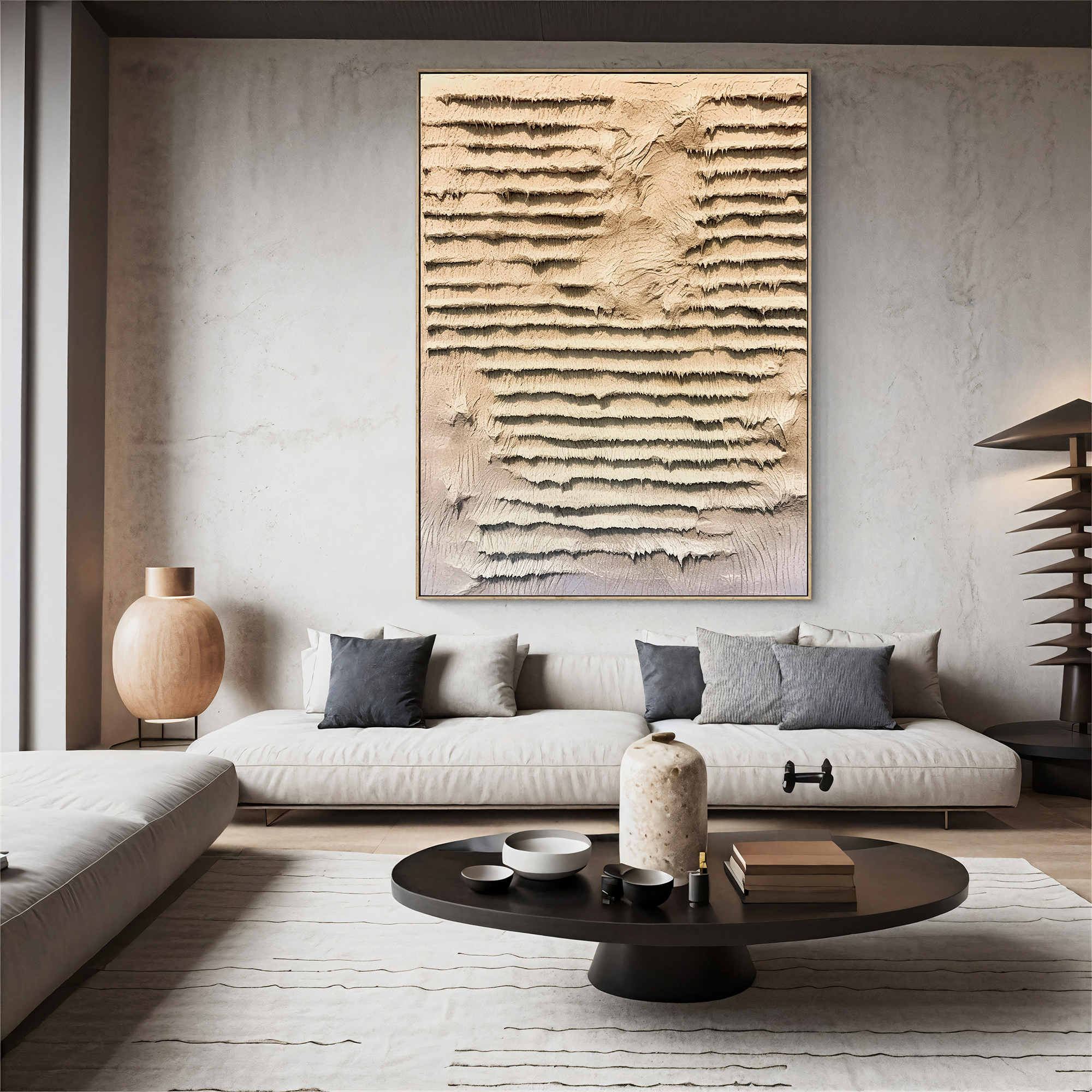 Textured Layered Depth | Beige Grey