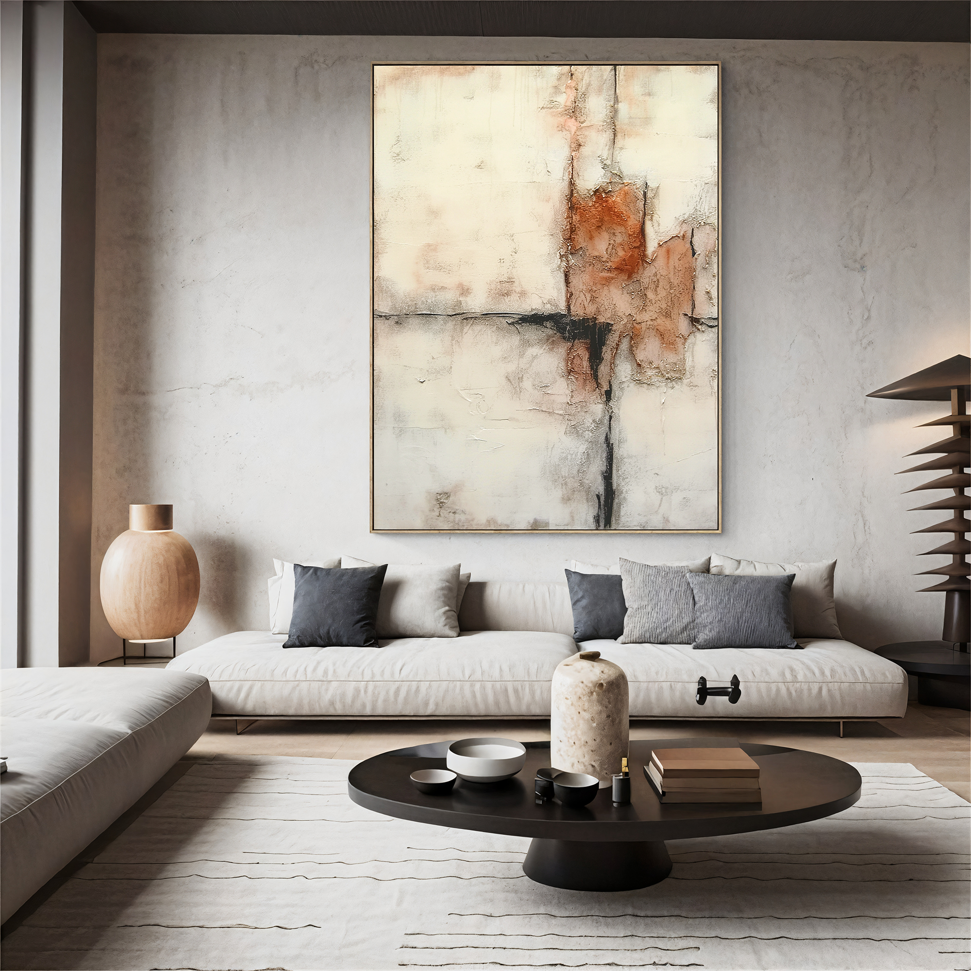 Textured Abstract Warmth | Beige Rust