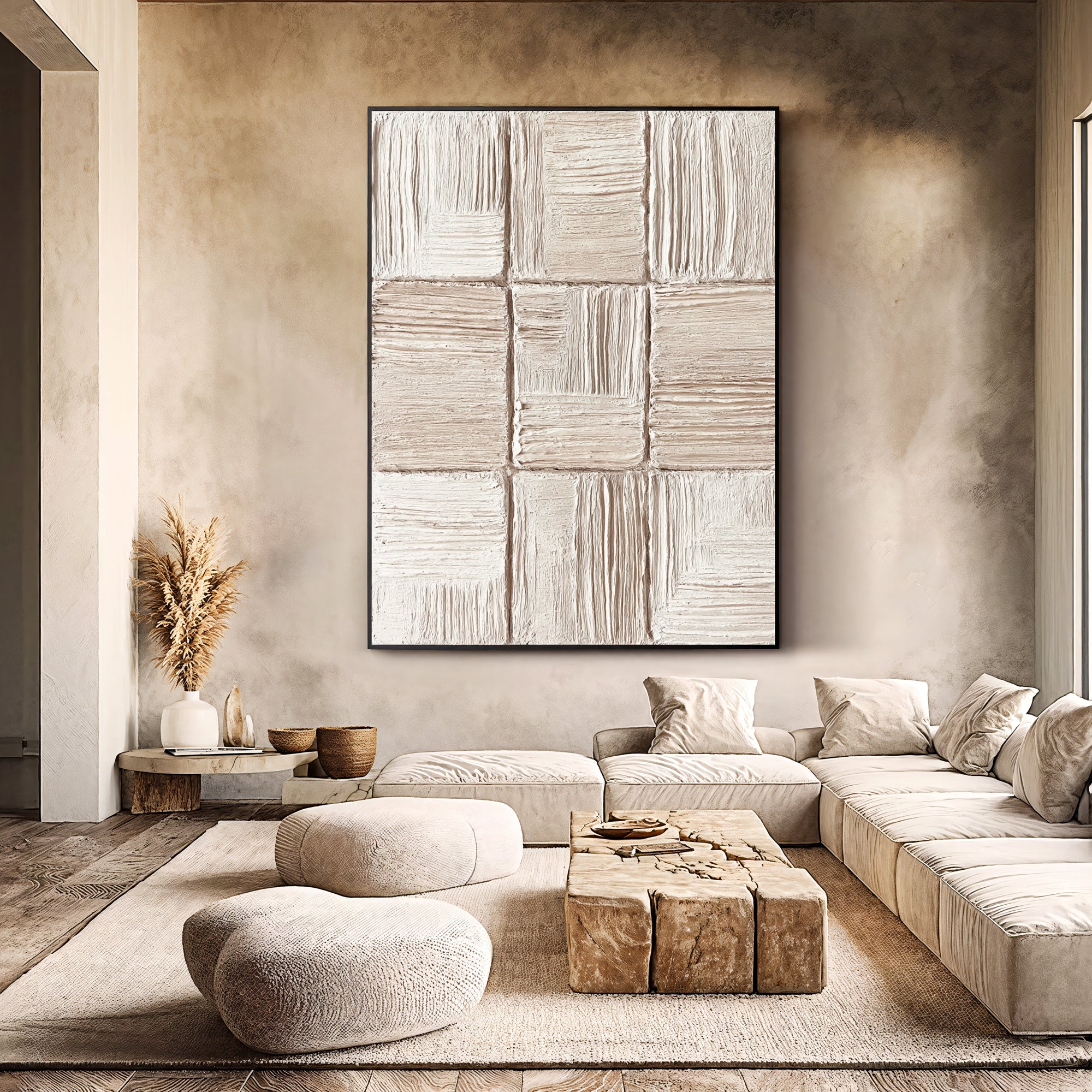 Textured Neutral Opulence | Cream Grid