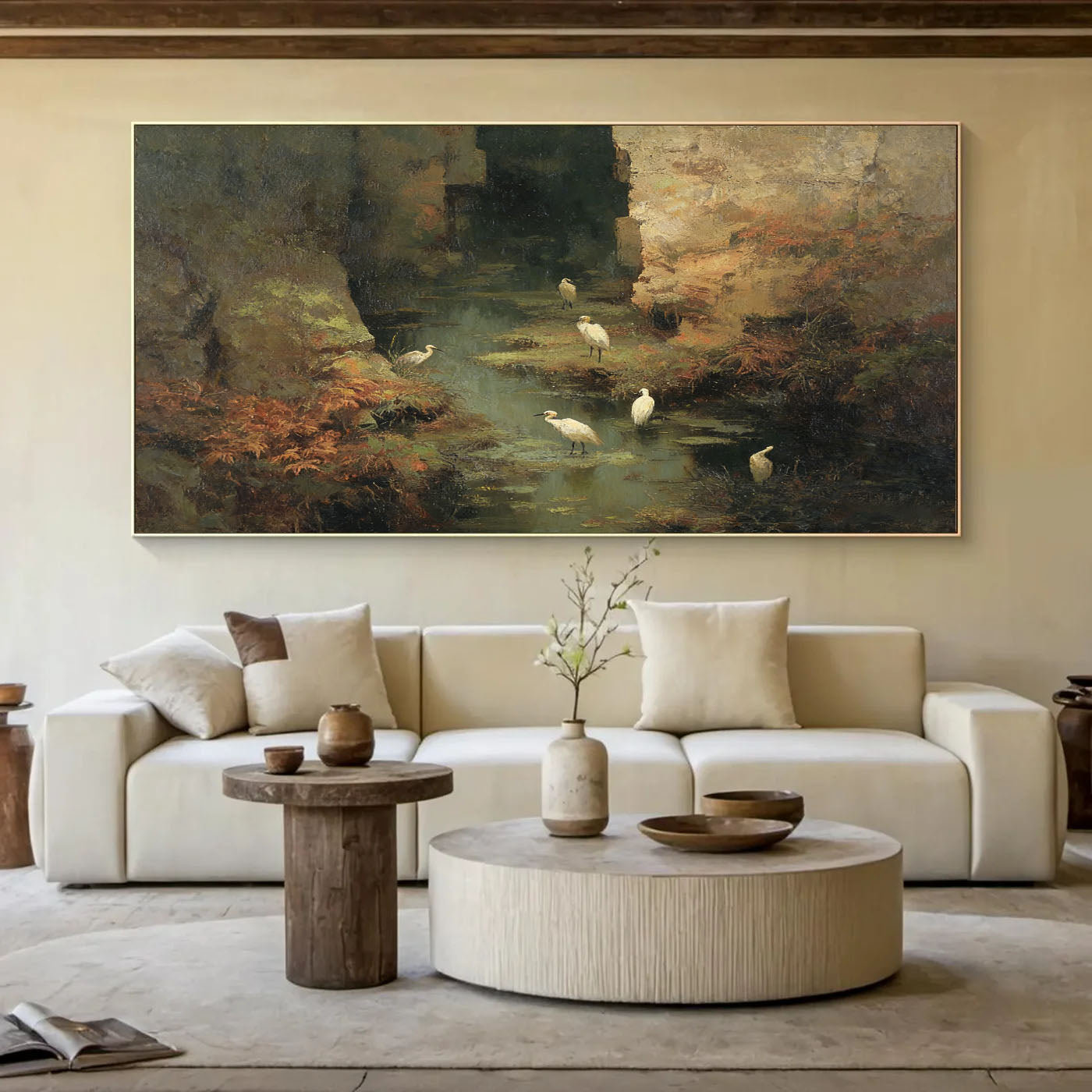 Textured Grotto Solitude | White Egrets