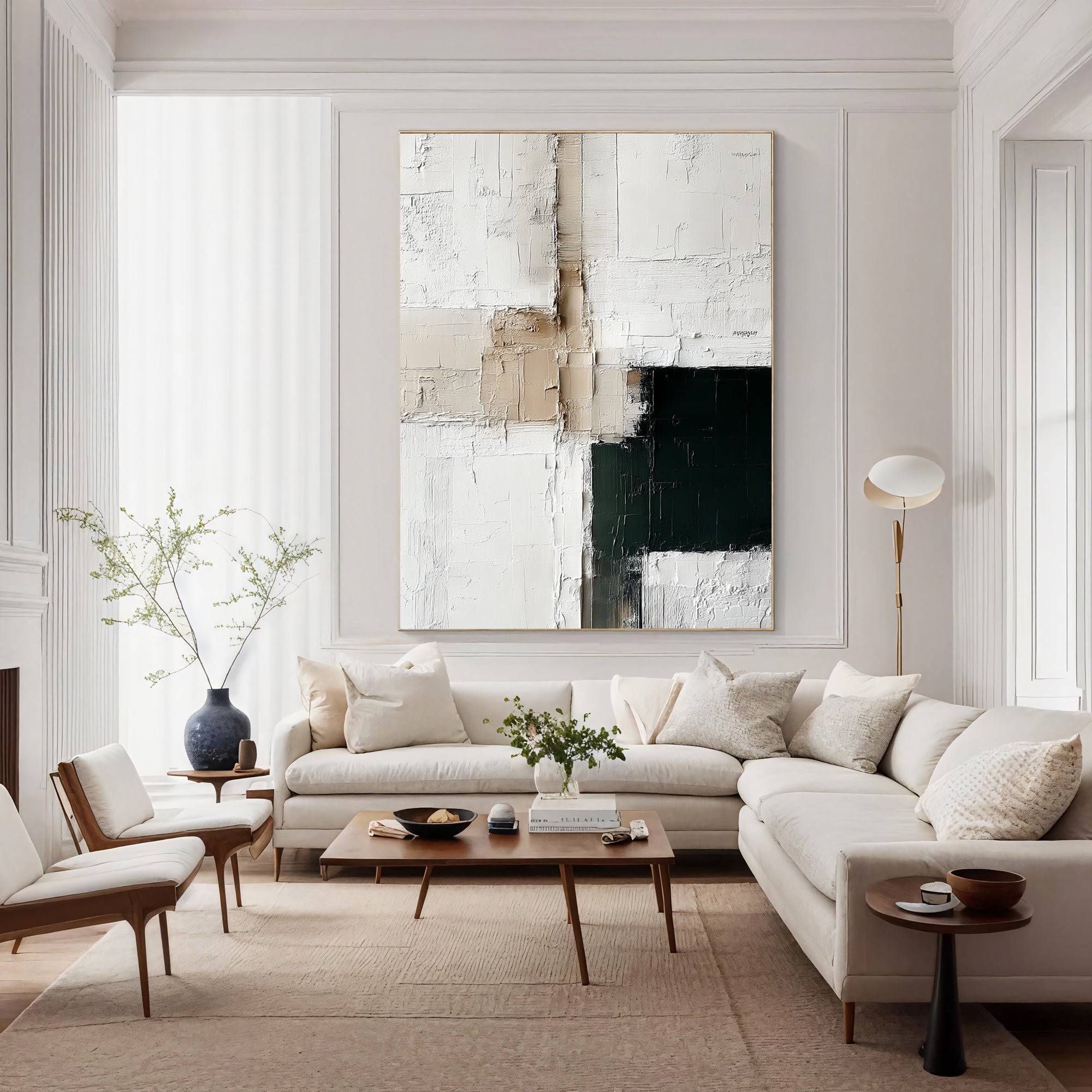 Textured Abstract Sophistication | Beige Green