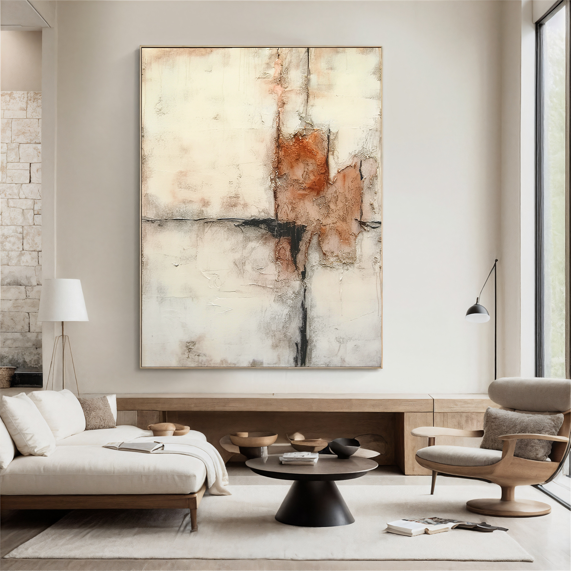 Textured Abstract Warmth | Beige Rust
