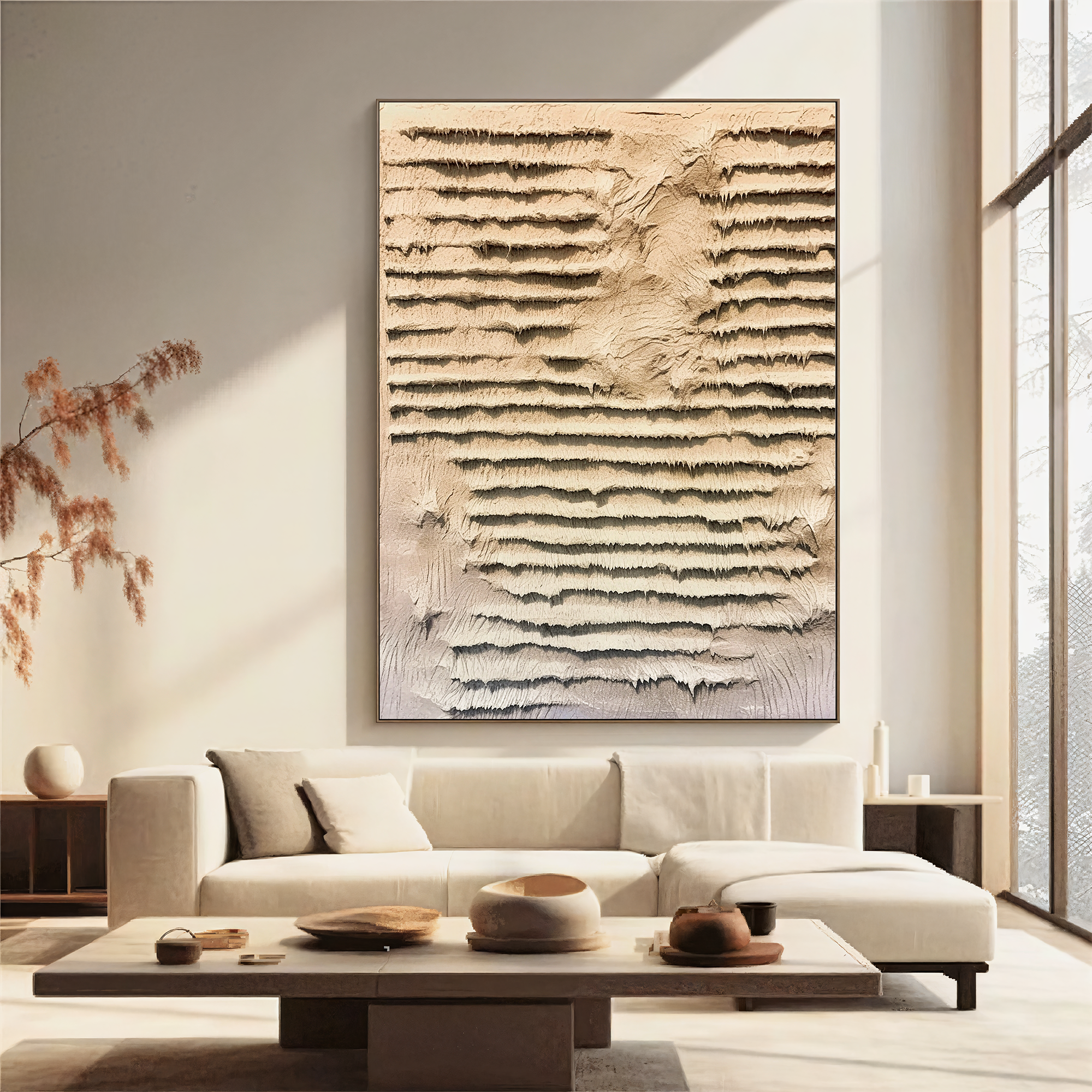 Textured Layered Depth | Beige Grey