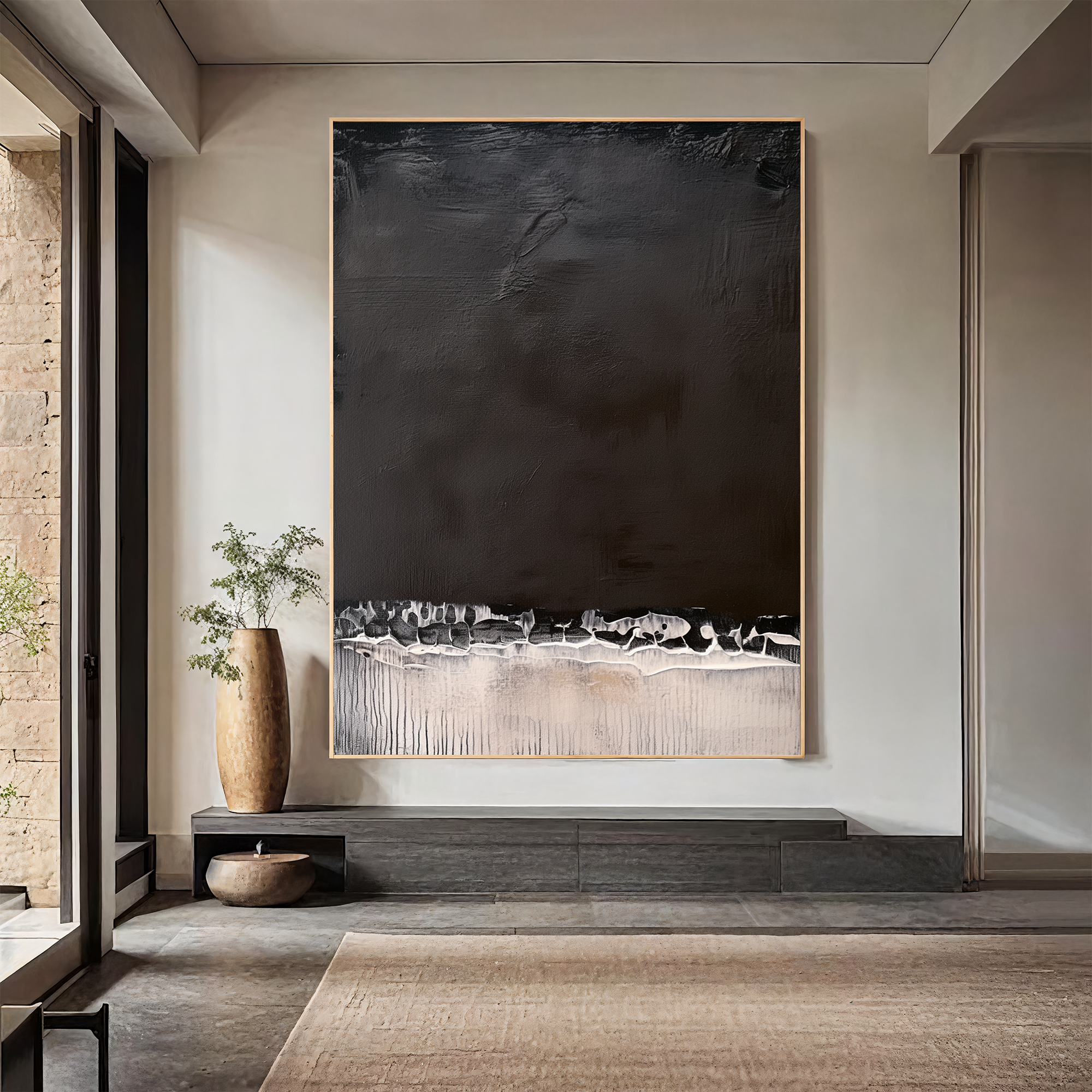 Textured Layered Drama | Black Beige