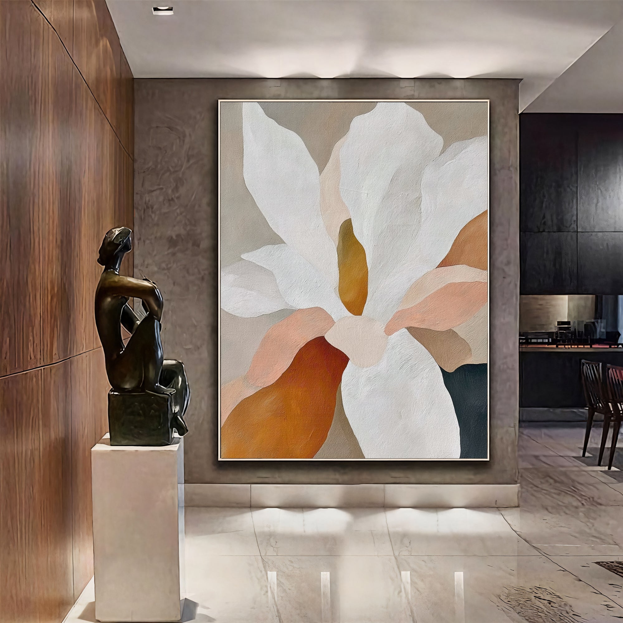 Textured Floral Elegance | Cream Petals