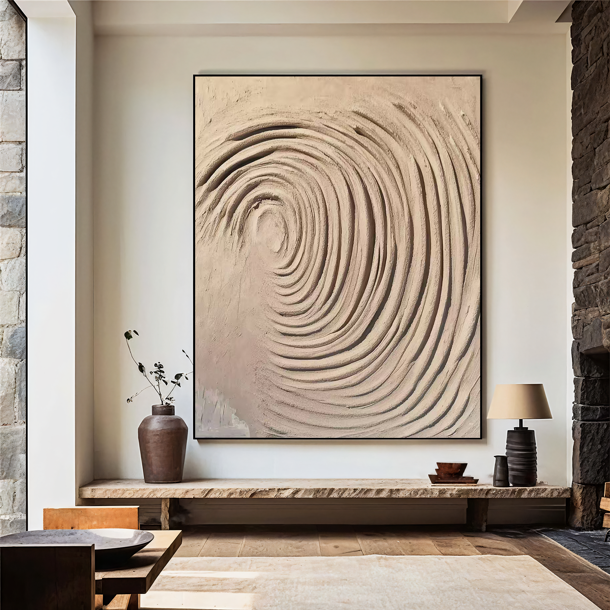 Textured Spiral Opulence | Beige Grey