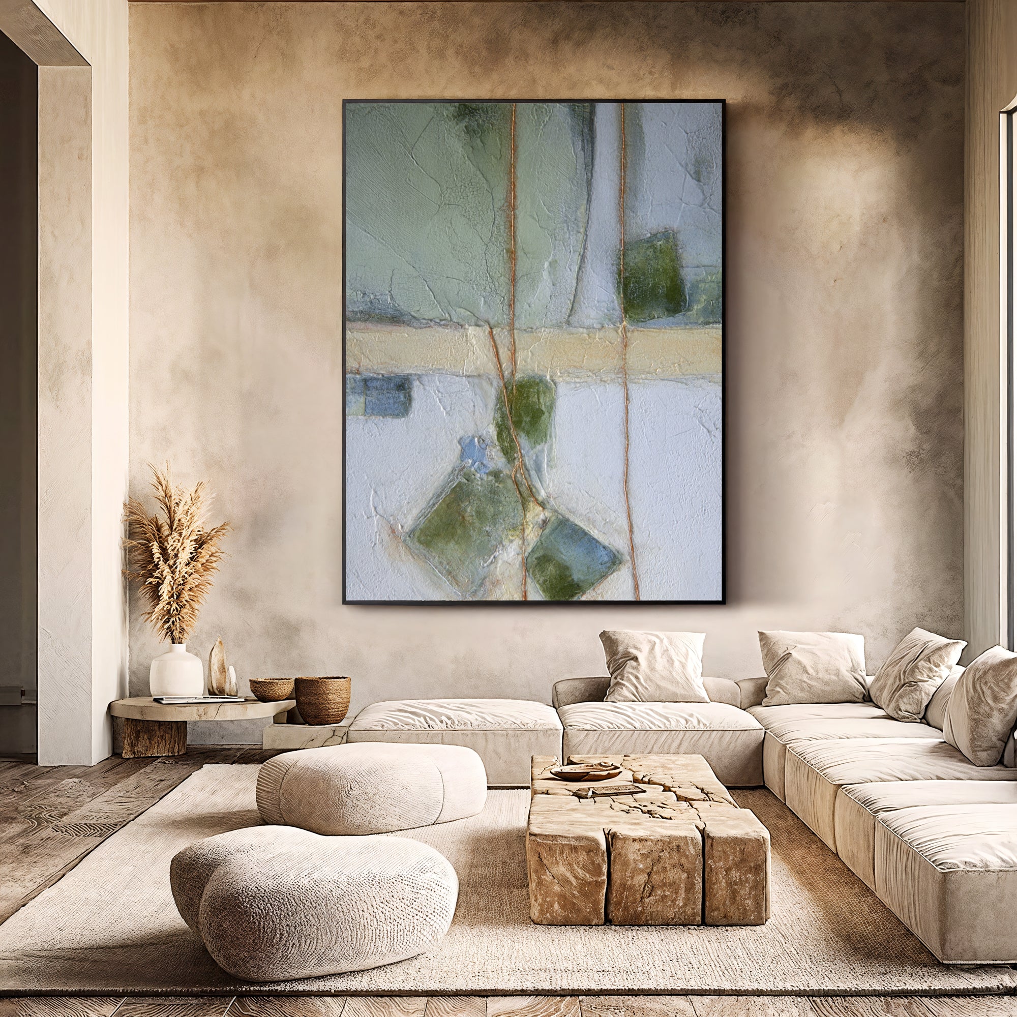 Textured Abstract Opulence | Sage Gold