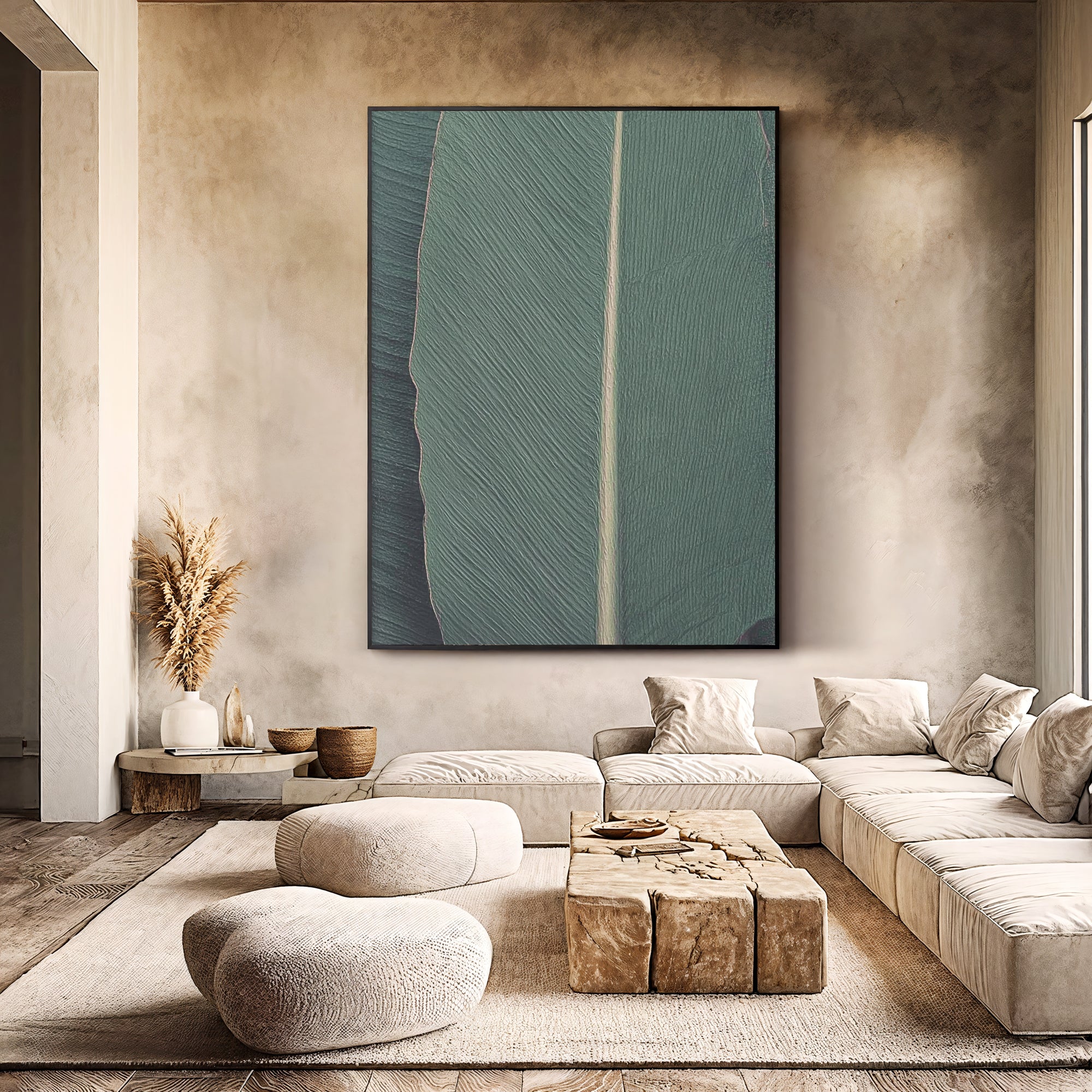 Textured Leaf Opulence | Teal Vein