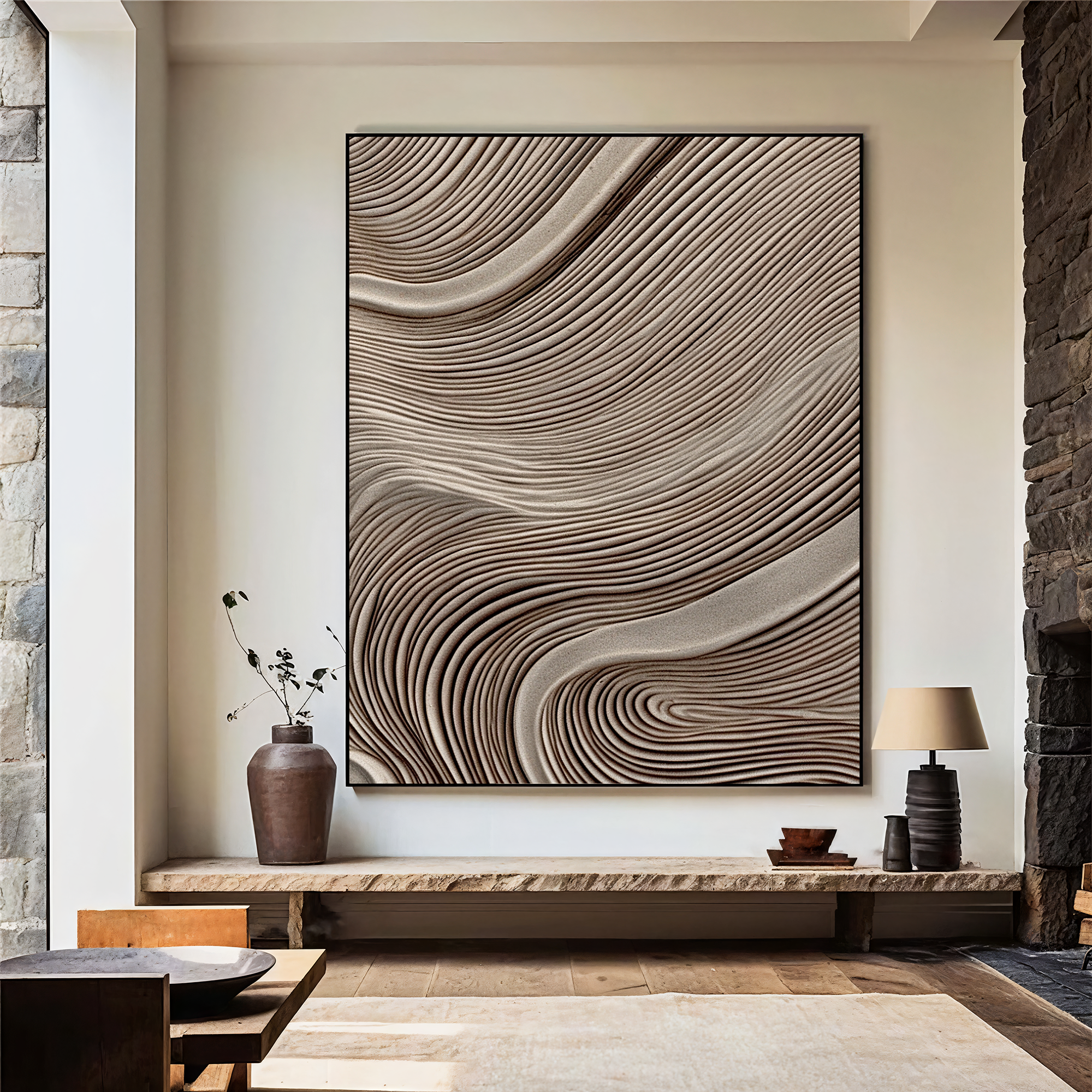 Textured Wave Sophistication | Beige Grey