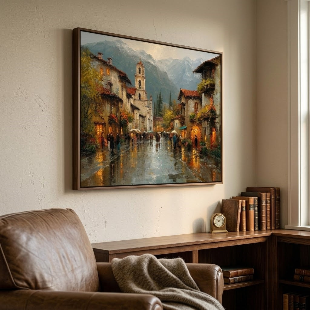 Impressionist Art | Mountain Rainy Boulevard