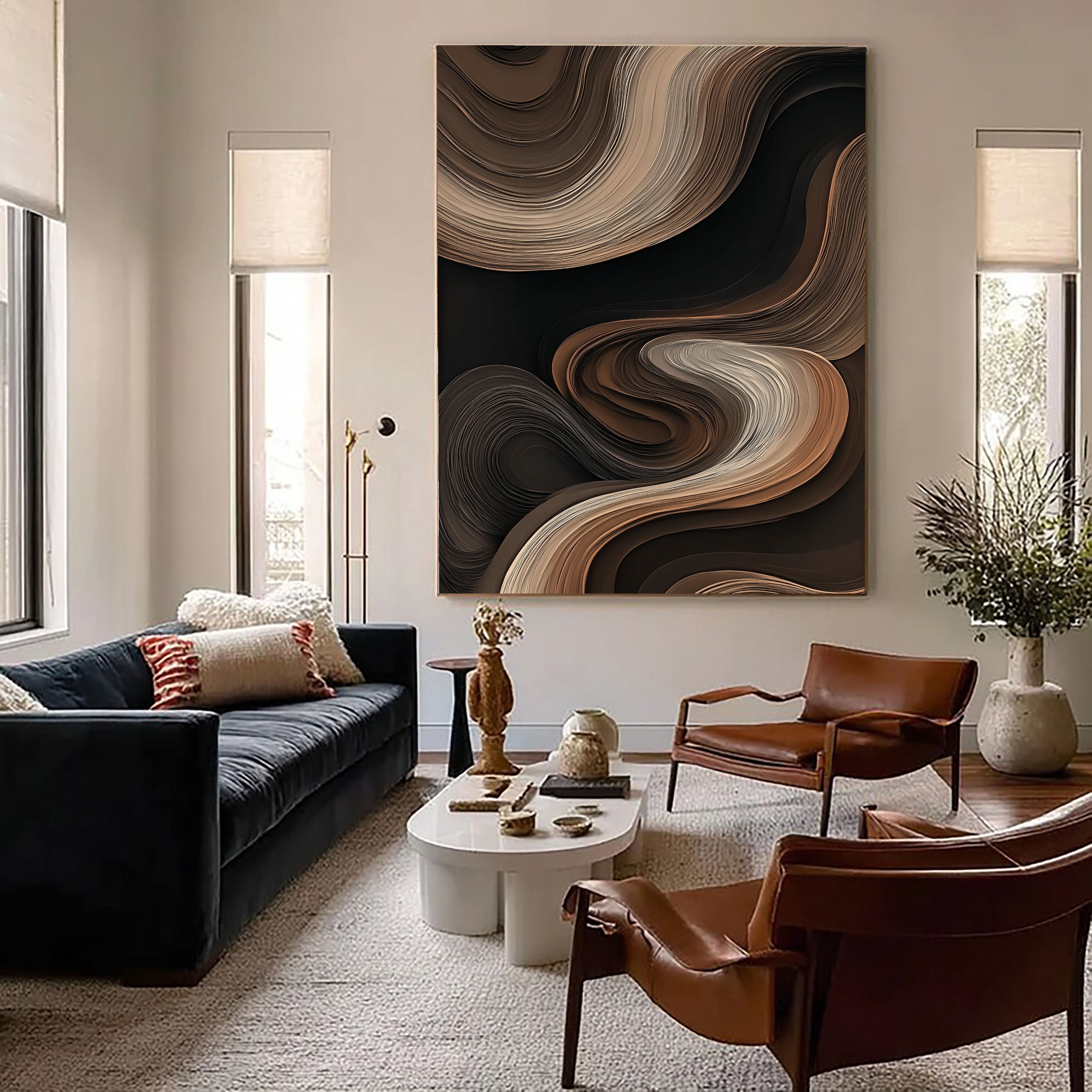 Textured Circumvoluted Opulence | Umber Swirls