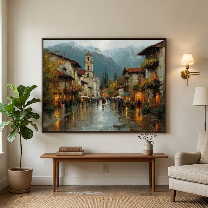 Impressionist Art | Mountain Rainy Boulevard