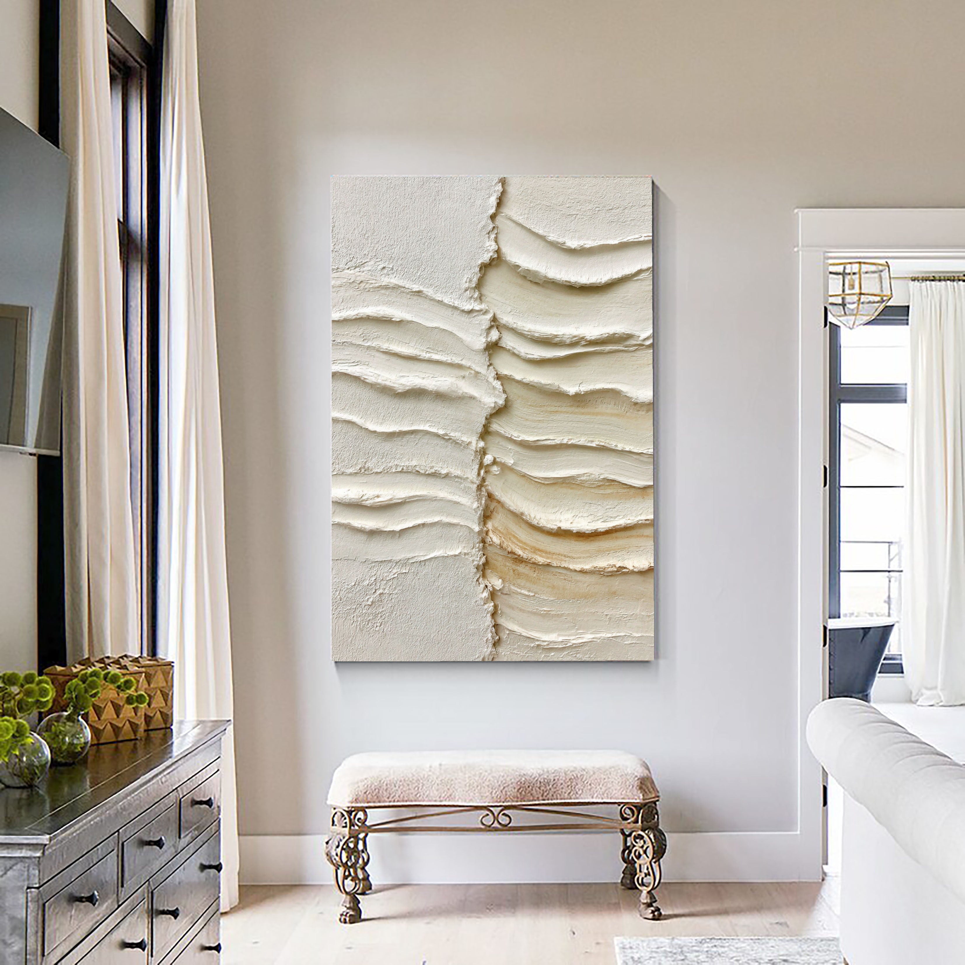 Textured Layered Serenity | Beige Ripples