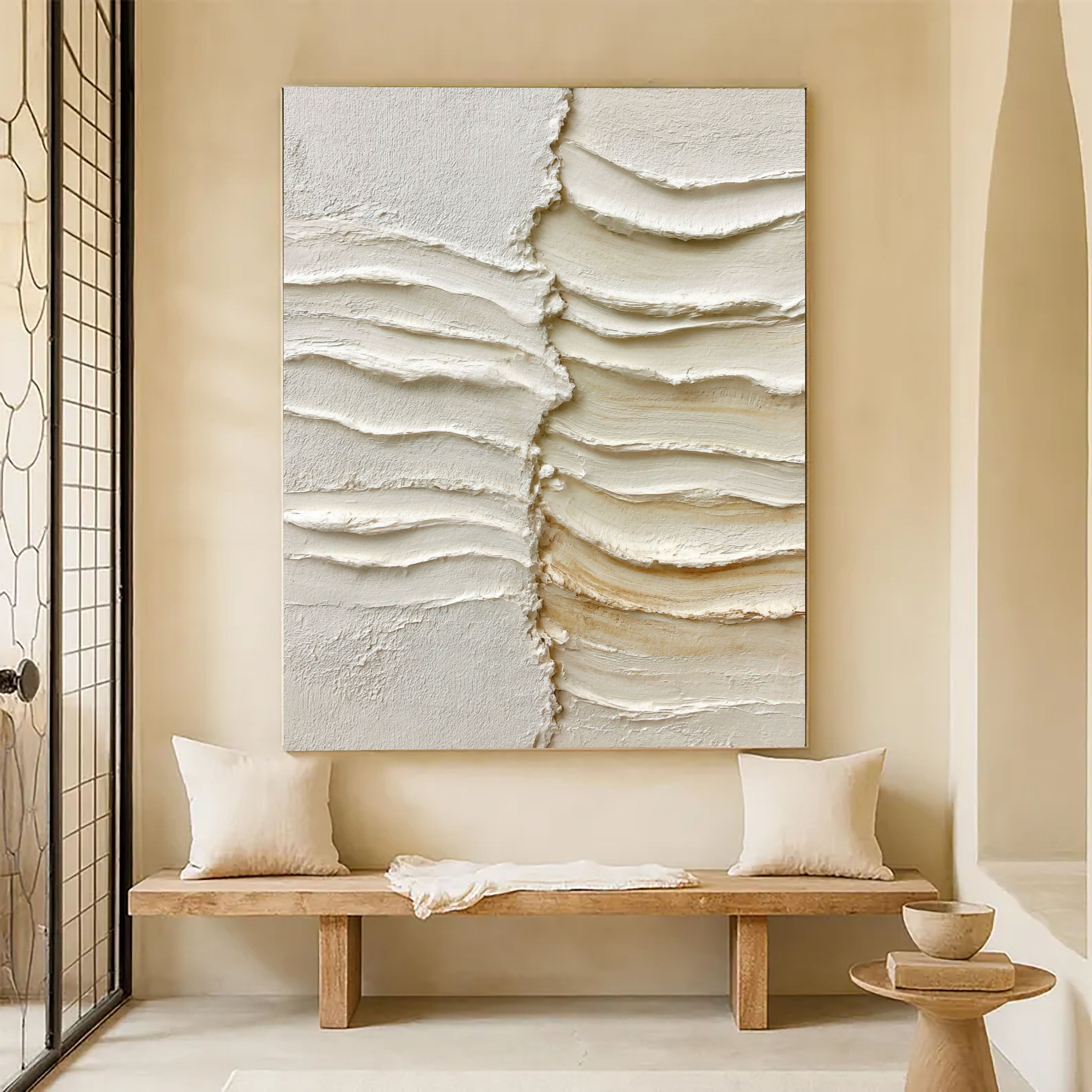 Textured Layered Serenity | Beige Ripples