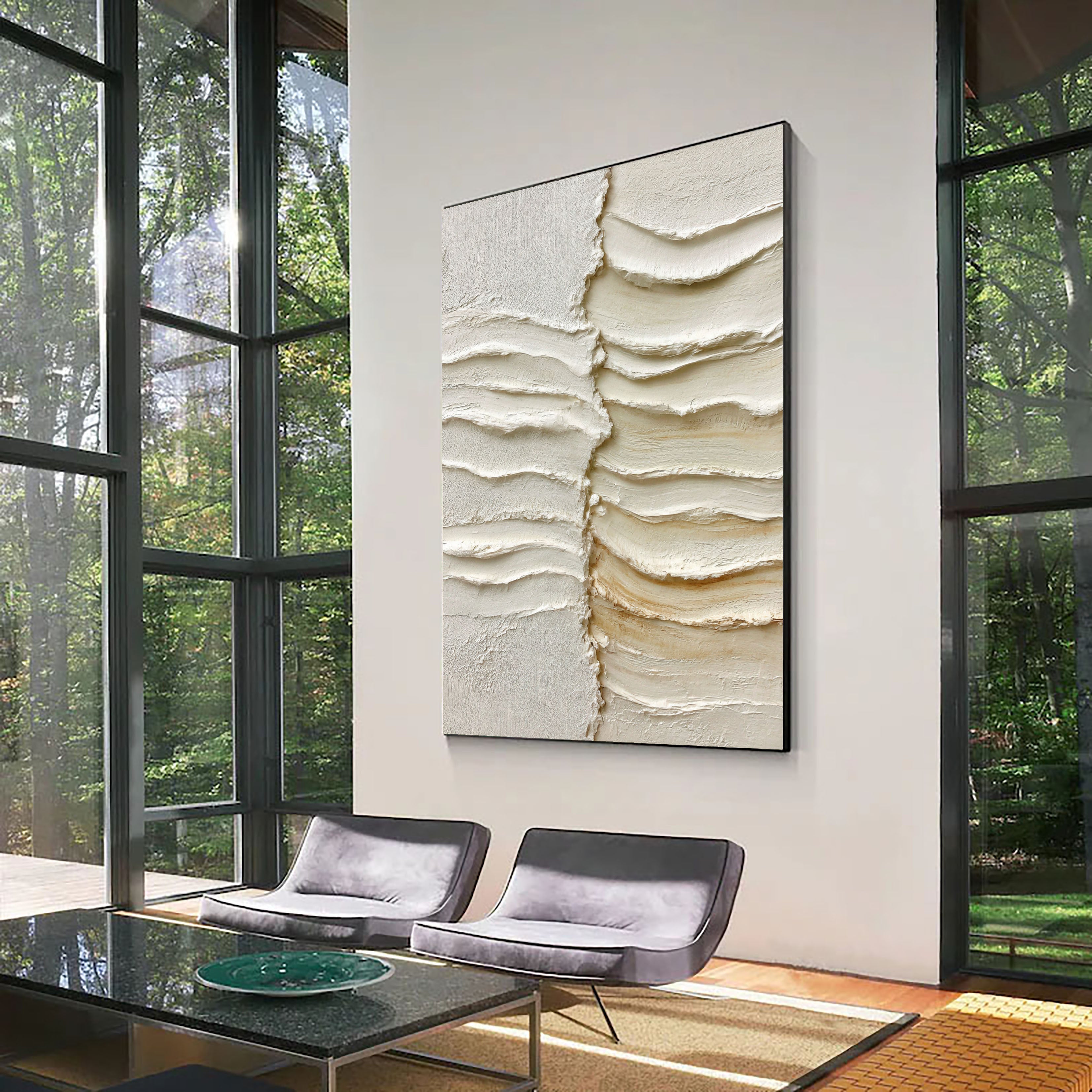 Textured Layered Serenity | Beige Ripples