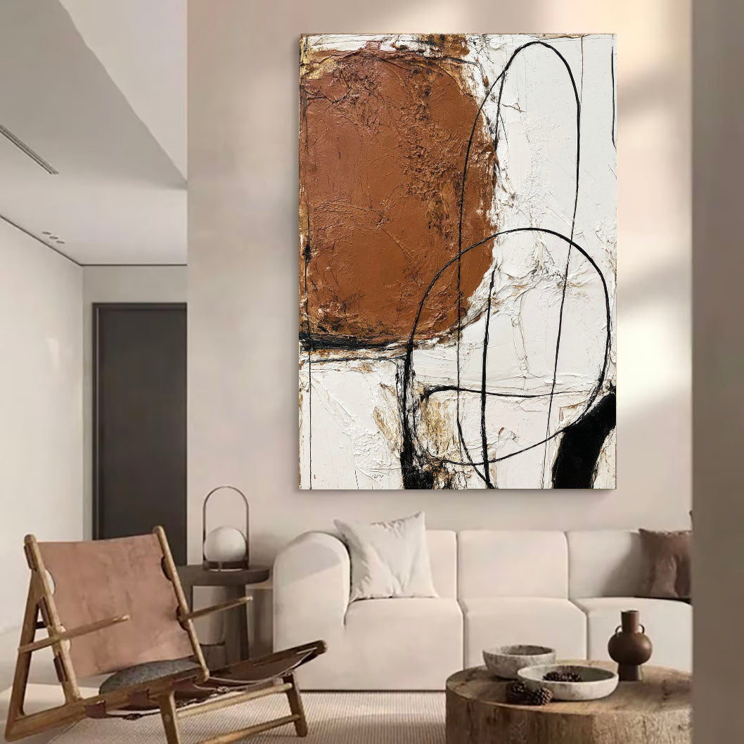 Textured Abstract Boldness | Terracotta Lines