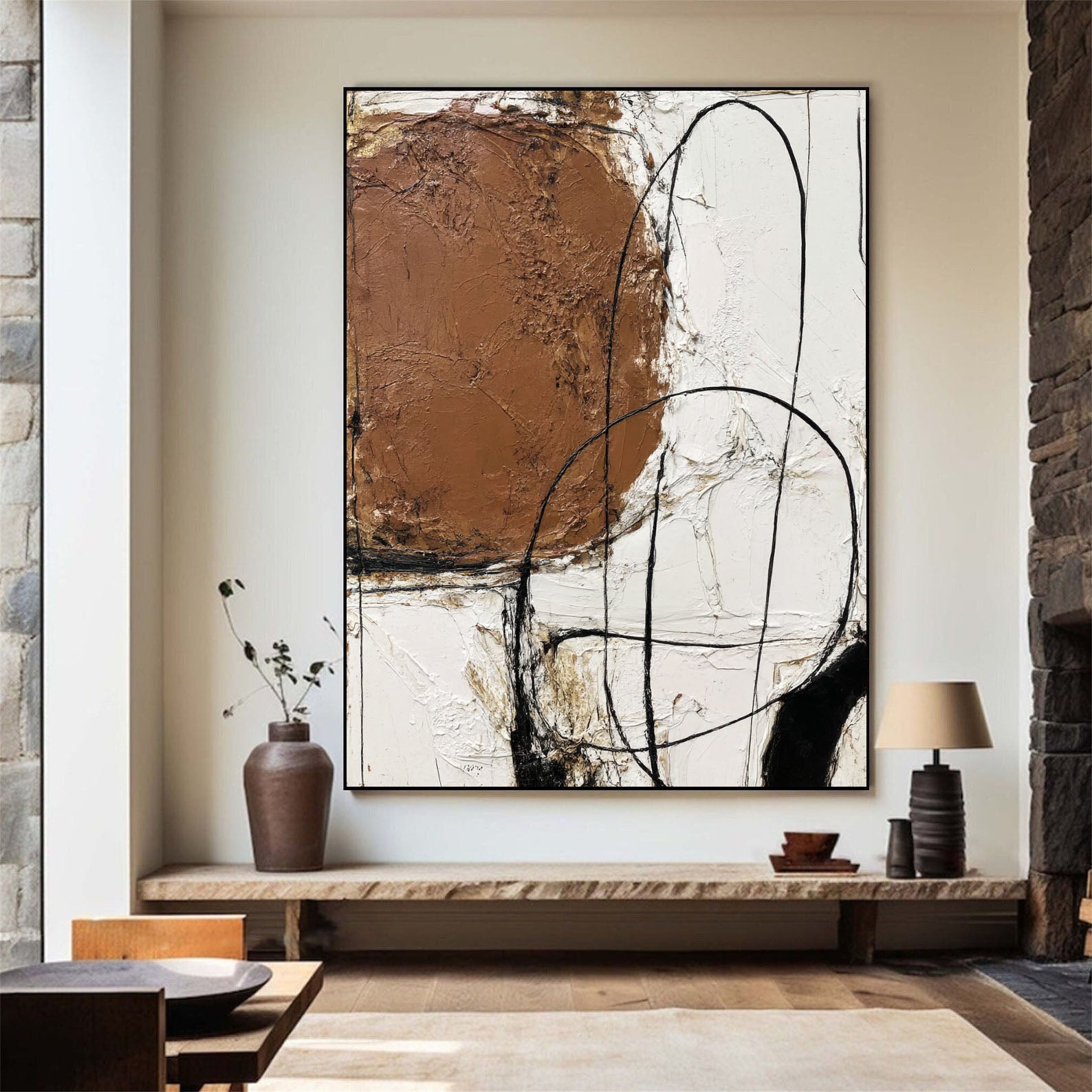 Textured Abstract Boldness | Terracotta Lines