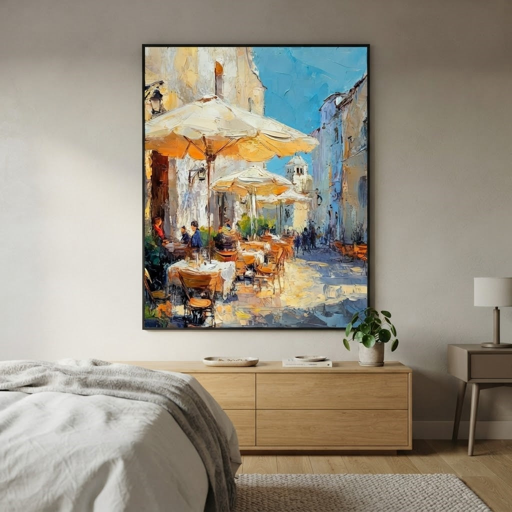 Impressionist Art | Sunny Café Plaza
