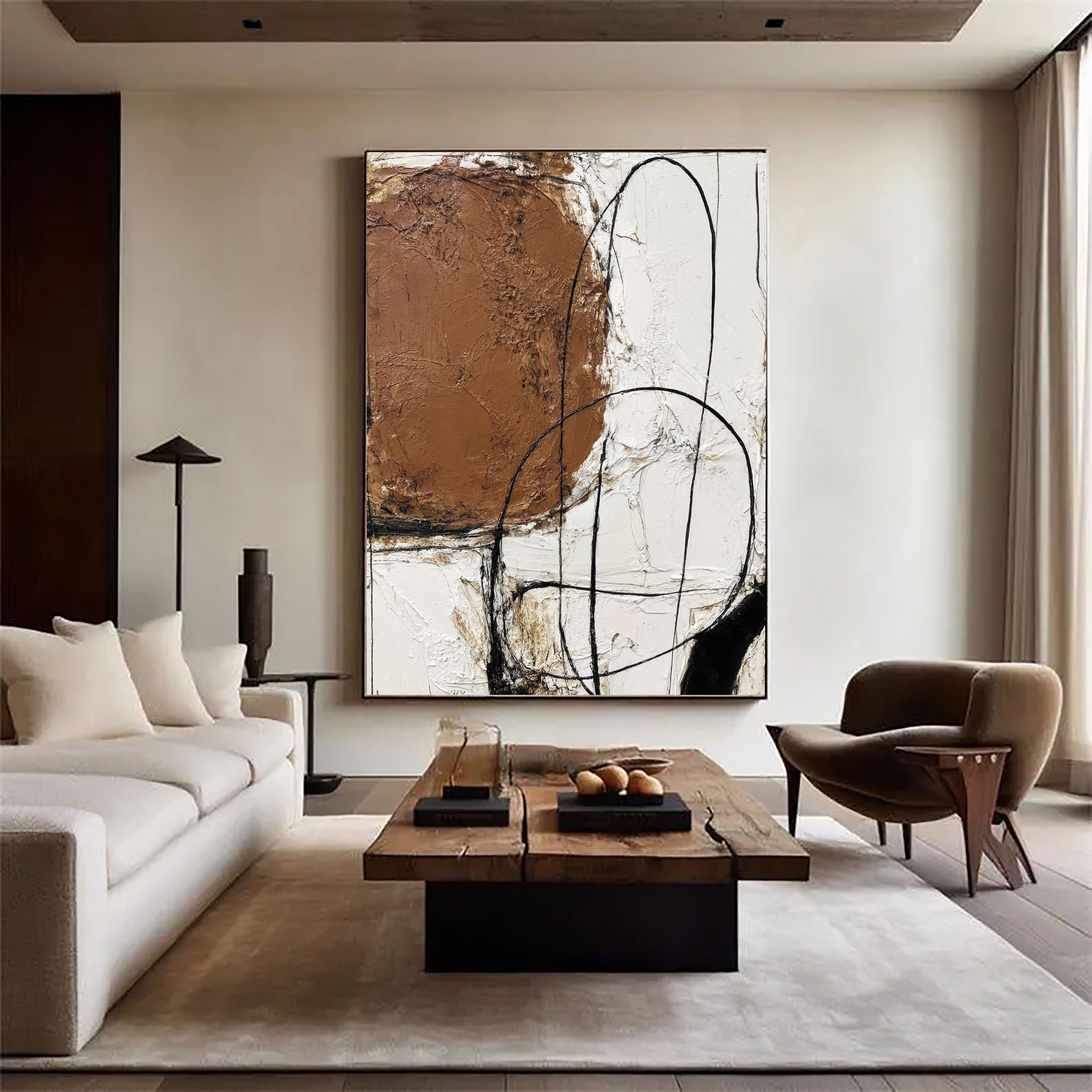 Textured Abstract Boldness | Terracotta Lines