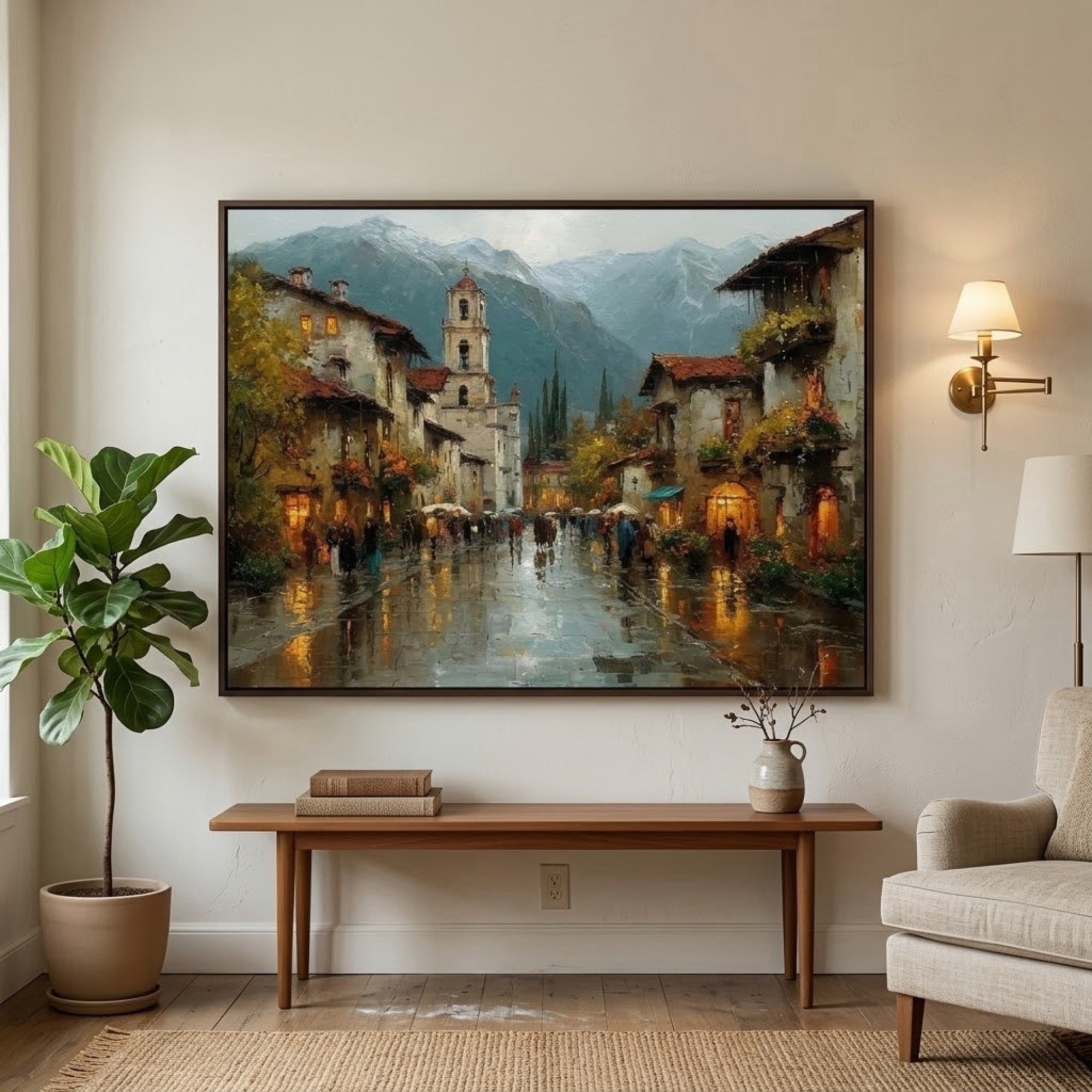 Impressionist Art | Mountain Rainy Boulevard