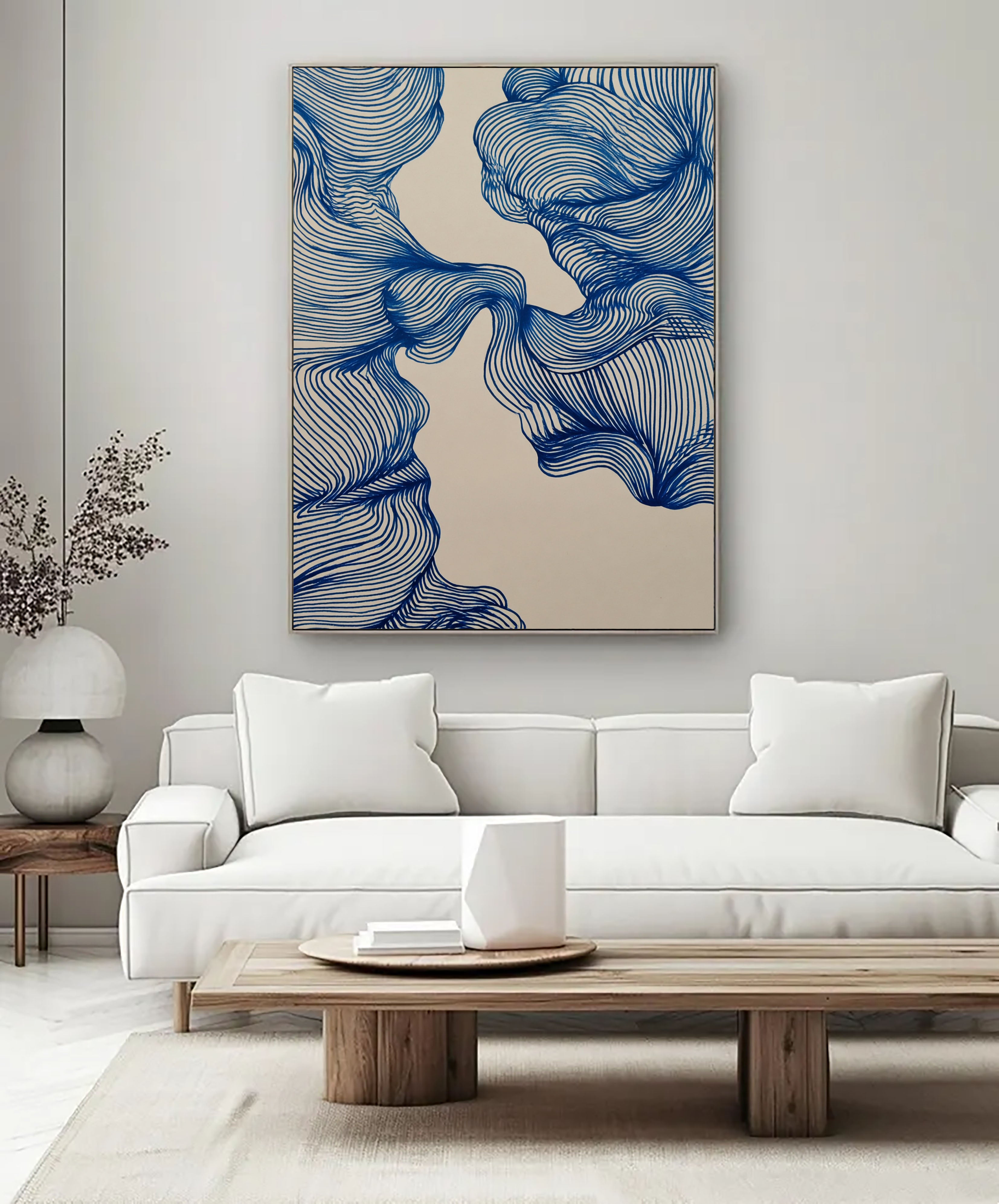 Textured Linear Flow | Indigo Swirls