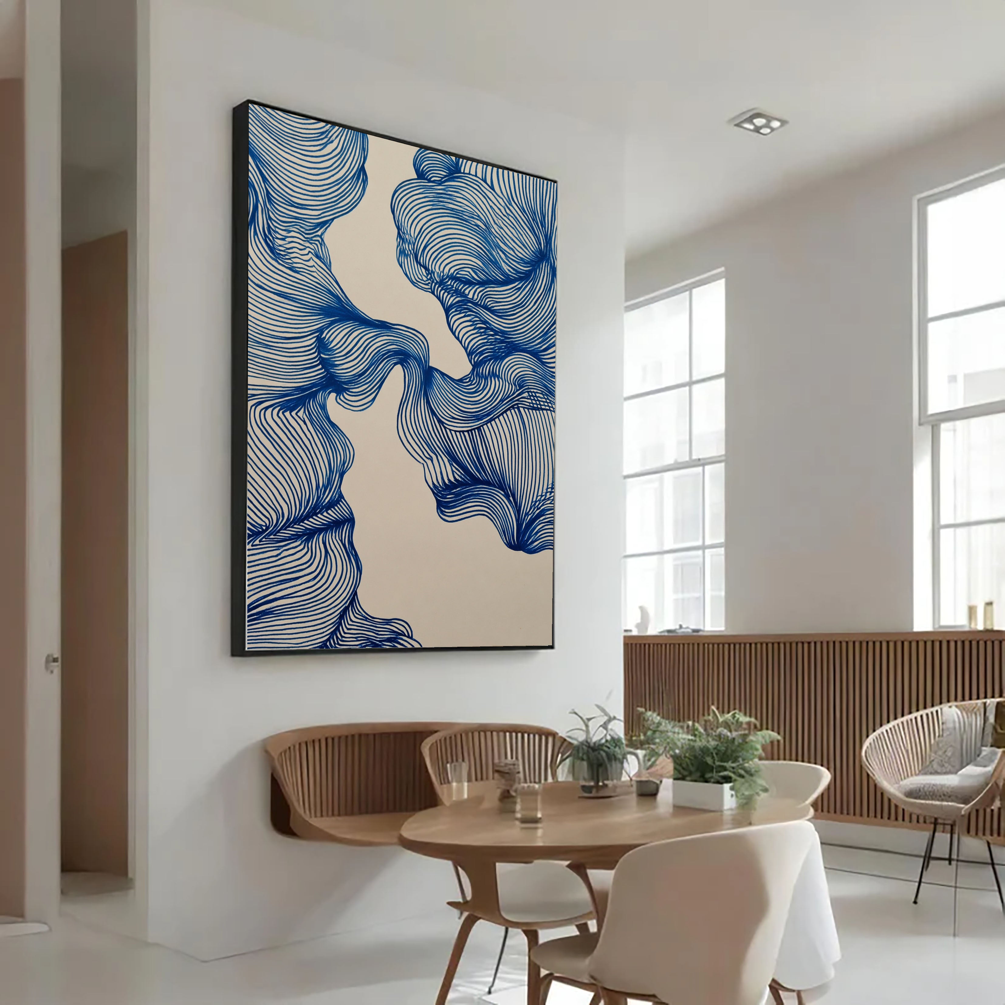 Textured Linear Flow | Indigo Swirls