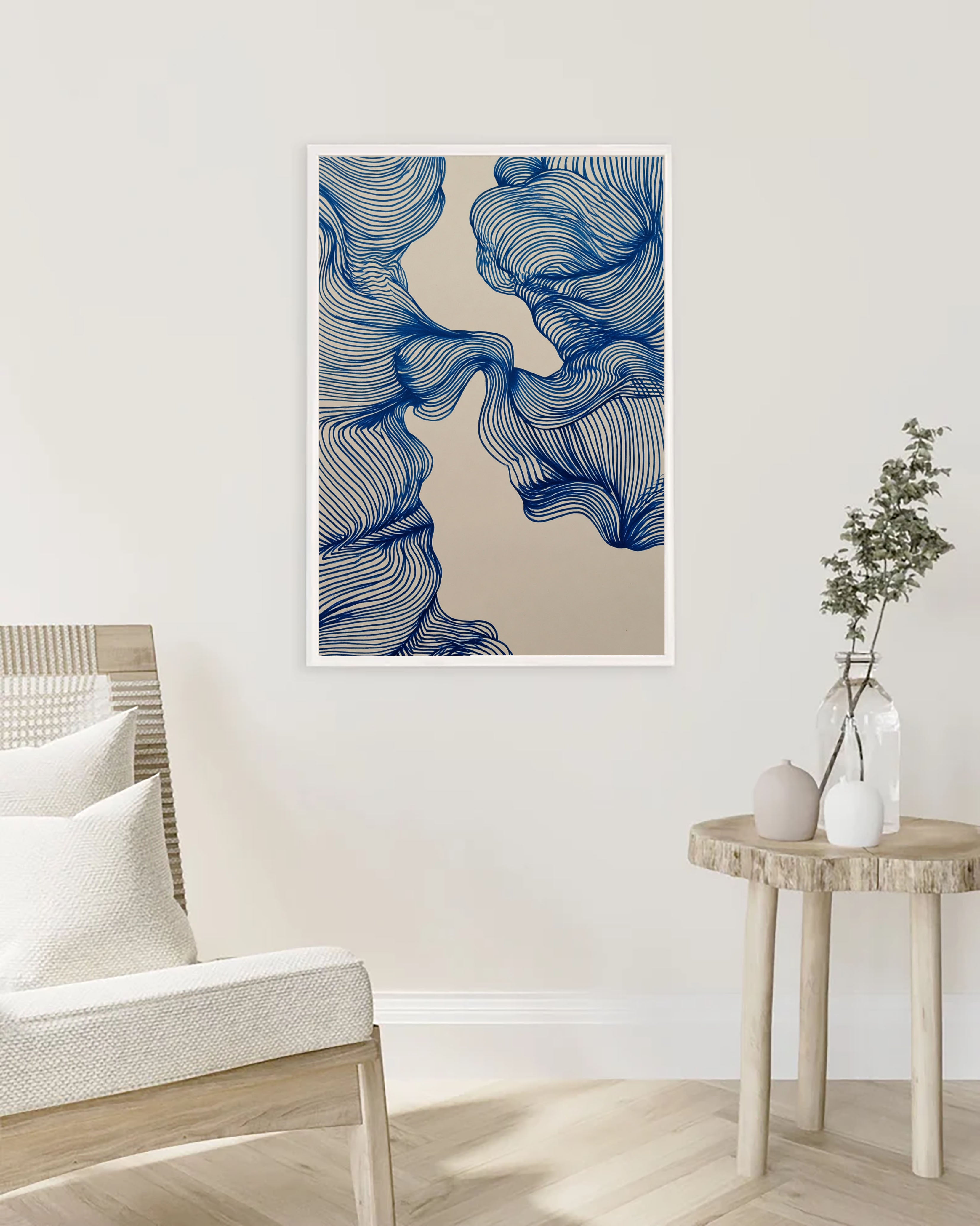 Textured Linear Flow | Indigo Swirls