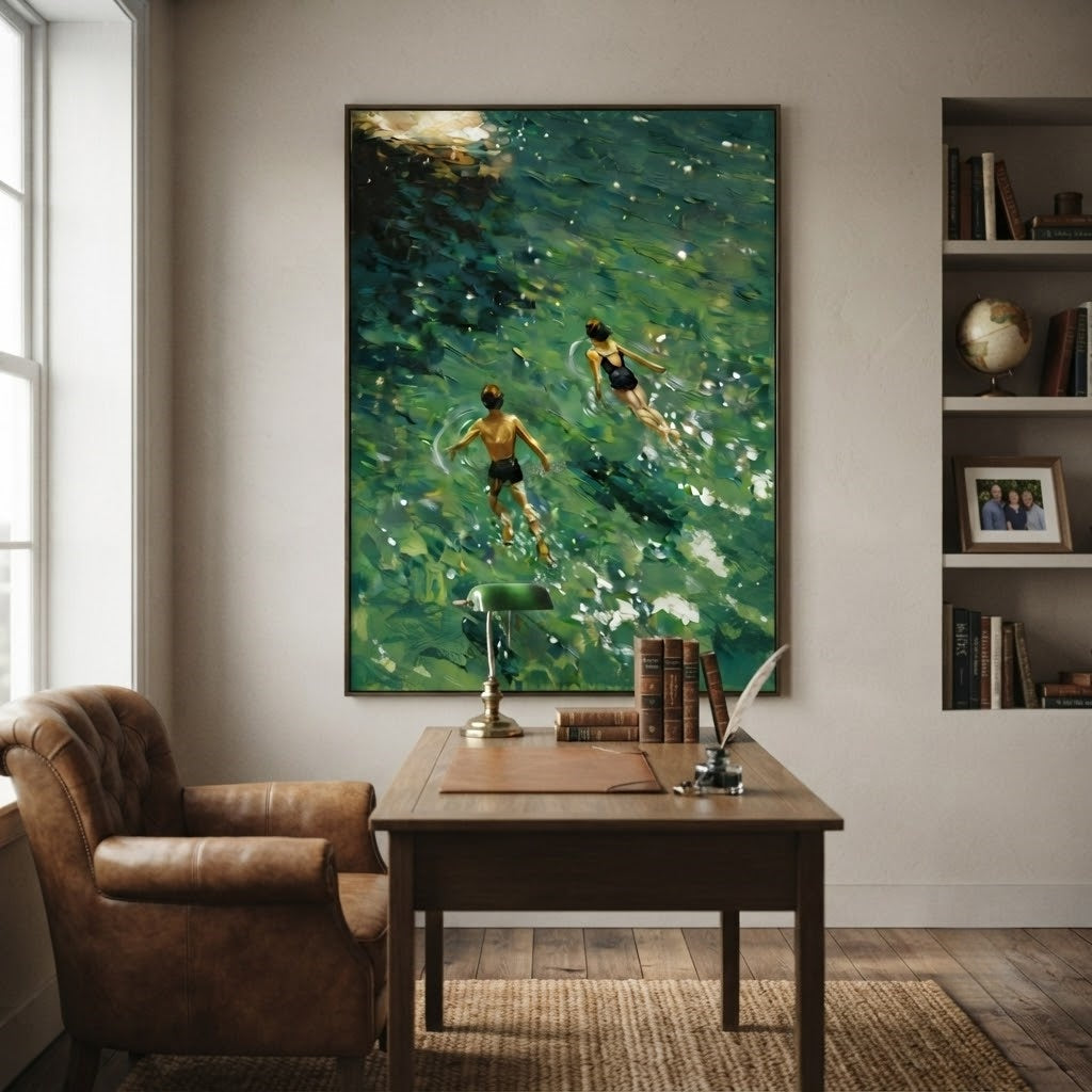 Impressionist Art | Sunlit Aqua Swimmers