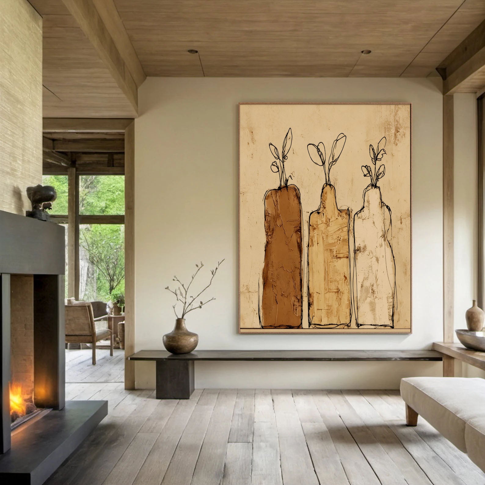 Textured Vase Trio | Warm Neutrals