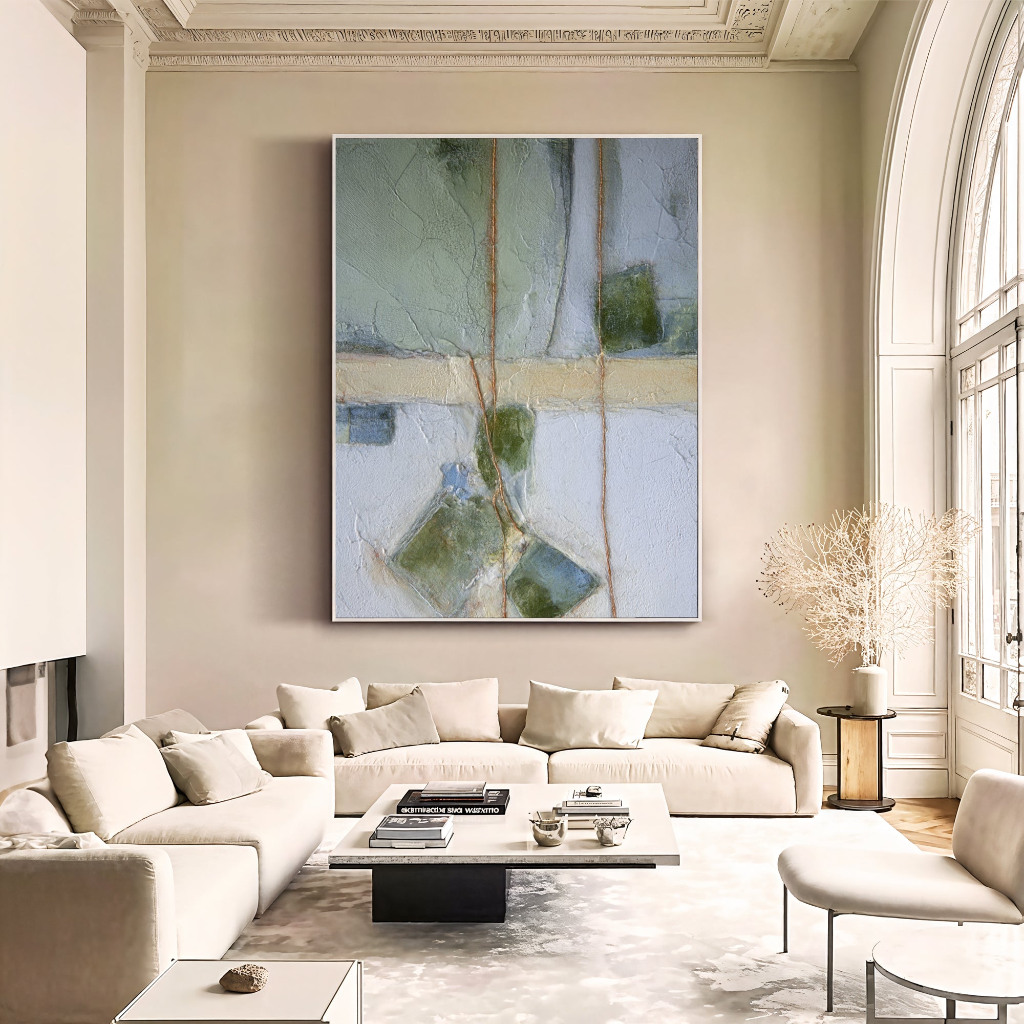 Textured Abstract Opulence | Sage Gold