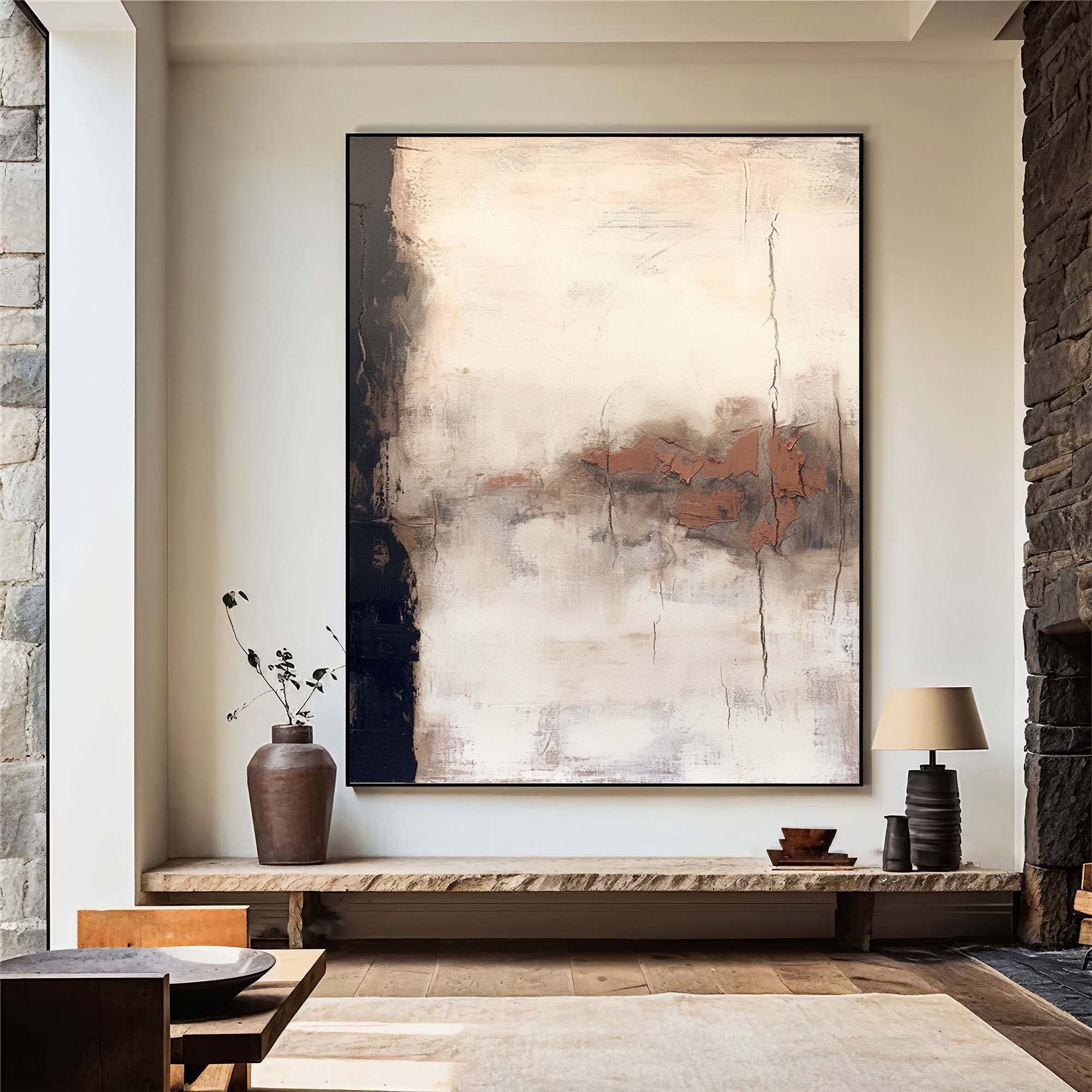 Textured Abstract Opulence | Beige Noir