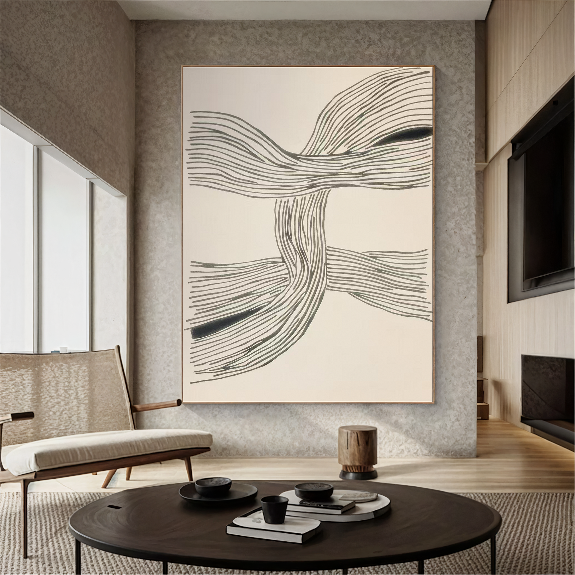 Textured Line Dynamism | Grey Beige