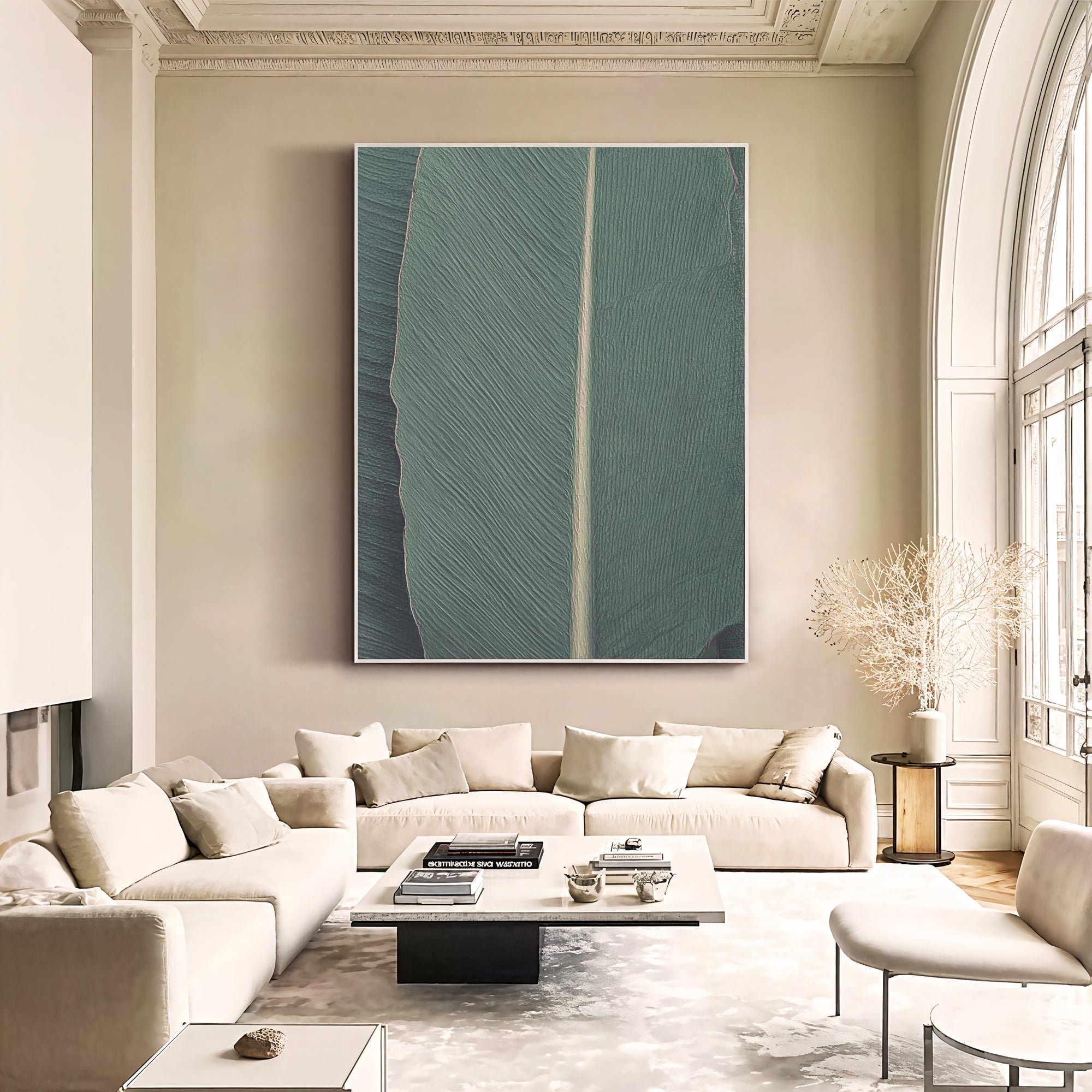 Textured Leaf Opulence | Teal Vein