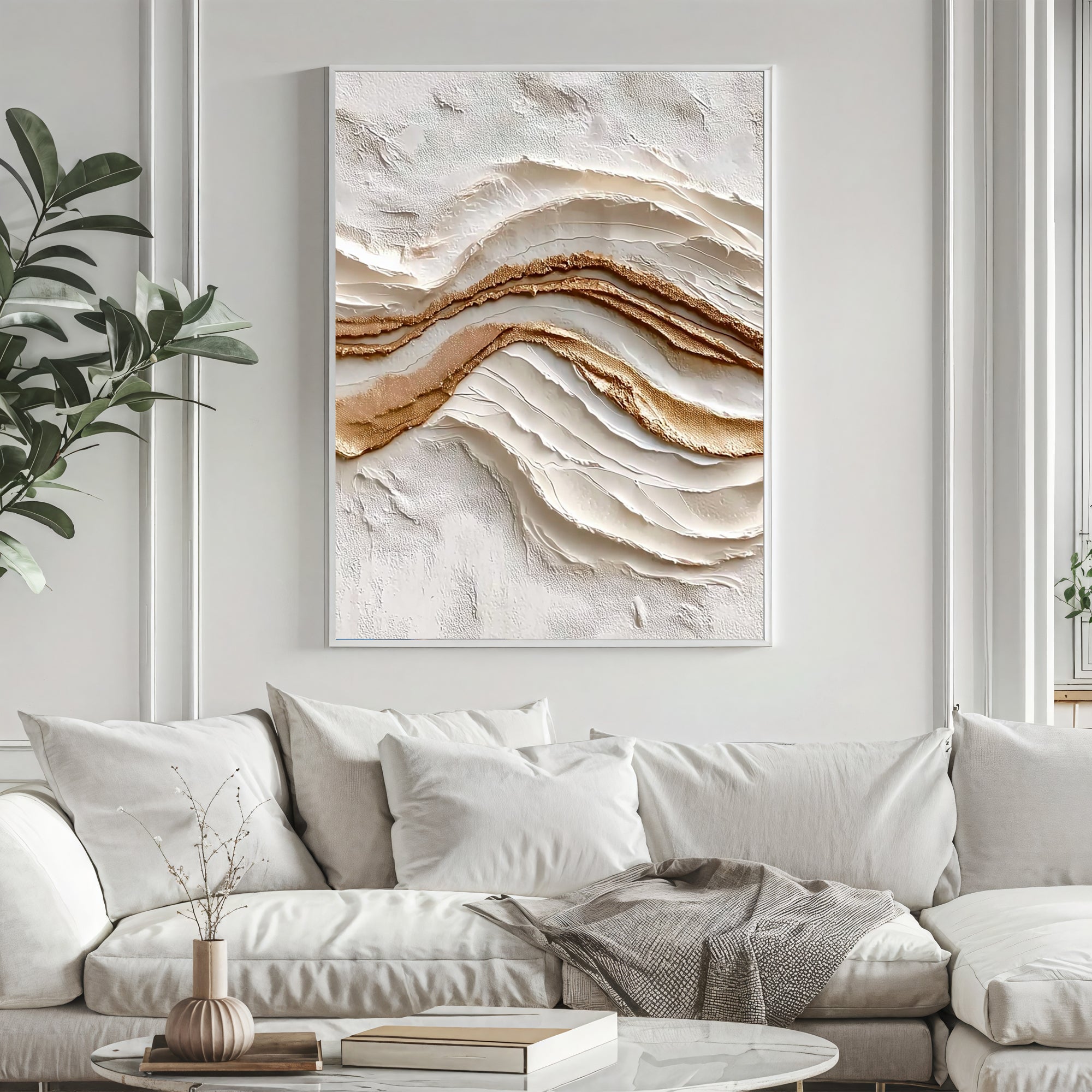 Textured Gilded Waves | Ivory Gold