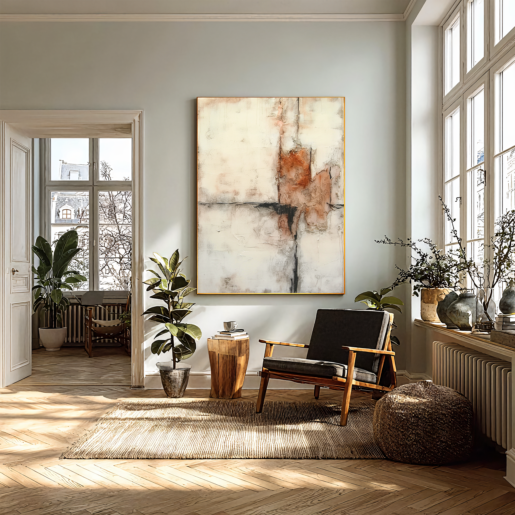 Textured Abstract Warmth | Beige Rust