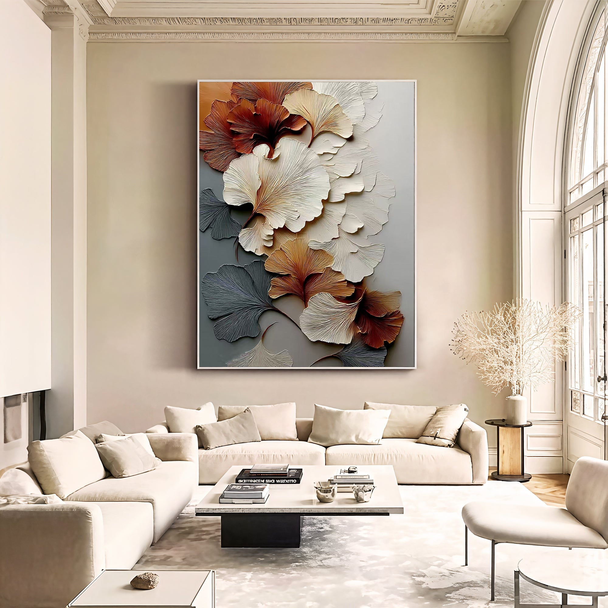 Strukturierte Ginkgo-Überlappung | Sepia-Panache