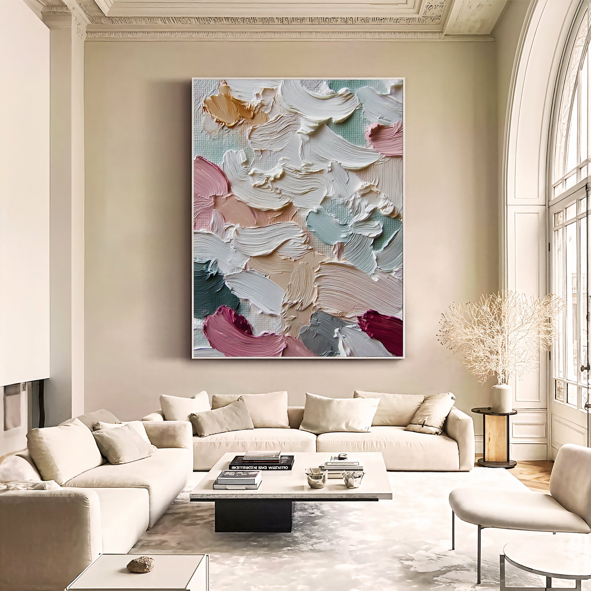 Textured Pastel Undulations | Rouge Accents