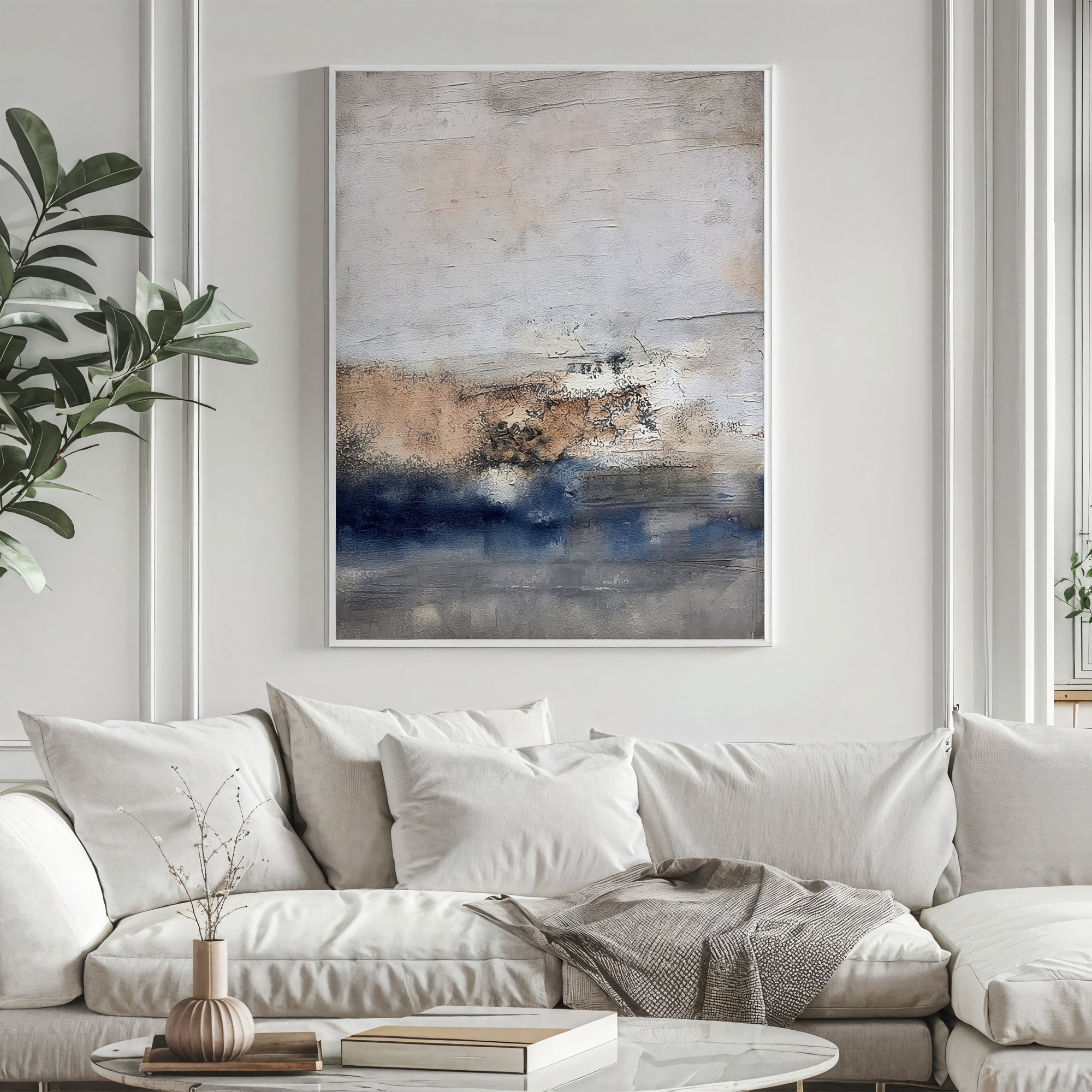 Scumbled Pewter Horizons | Indigo Undulations